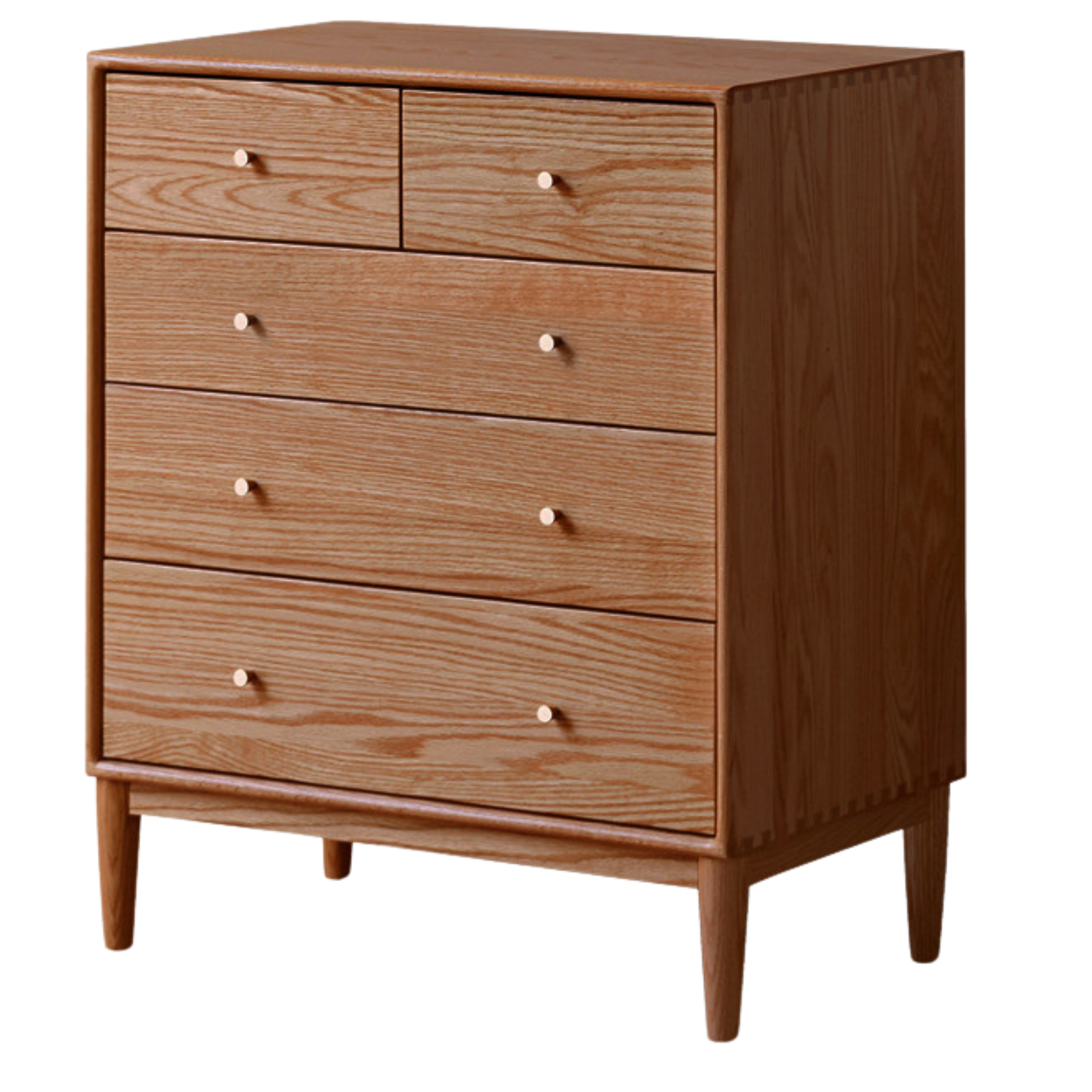 Oak Solid Wood, Solid RubberWood Nordic Chest of Drawers