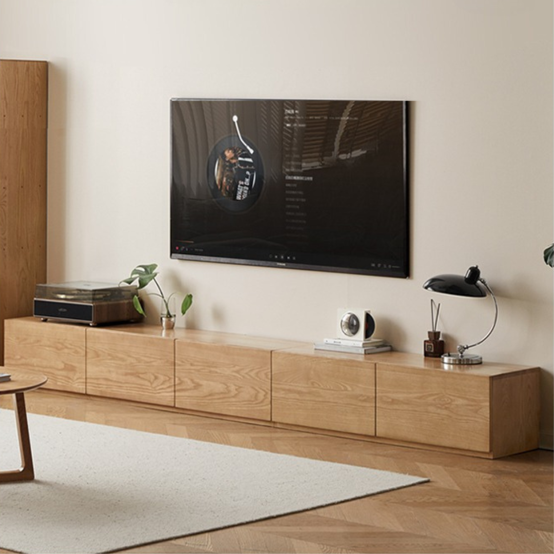 Ash Solid Wood TV Cabinet Modern Simple Floor Cabinet.