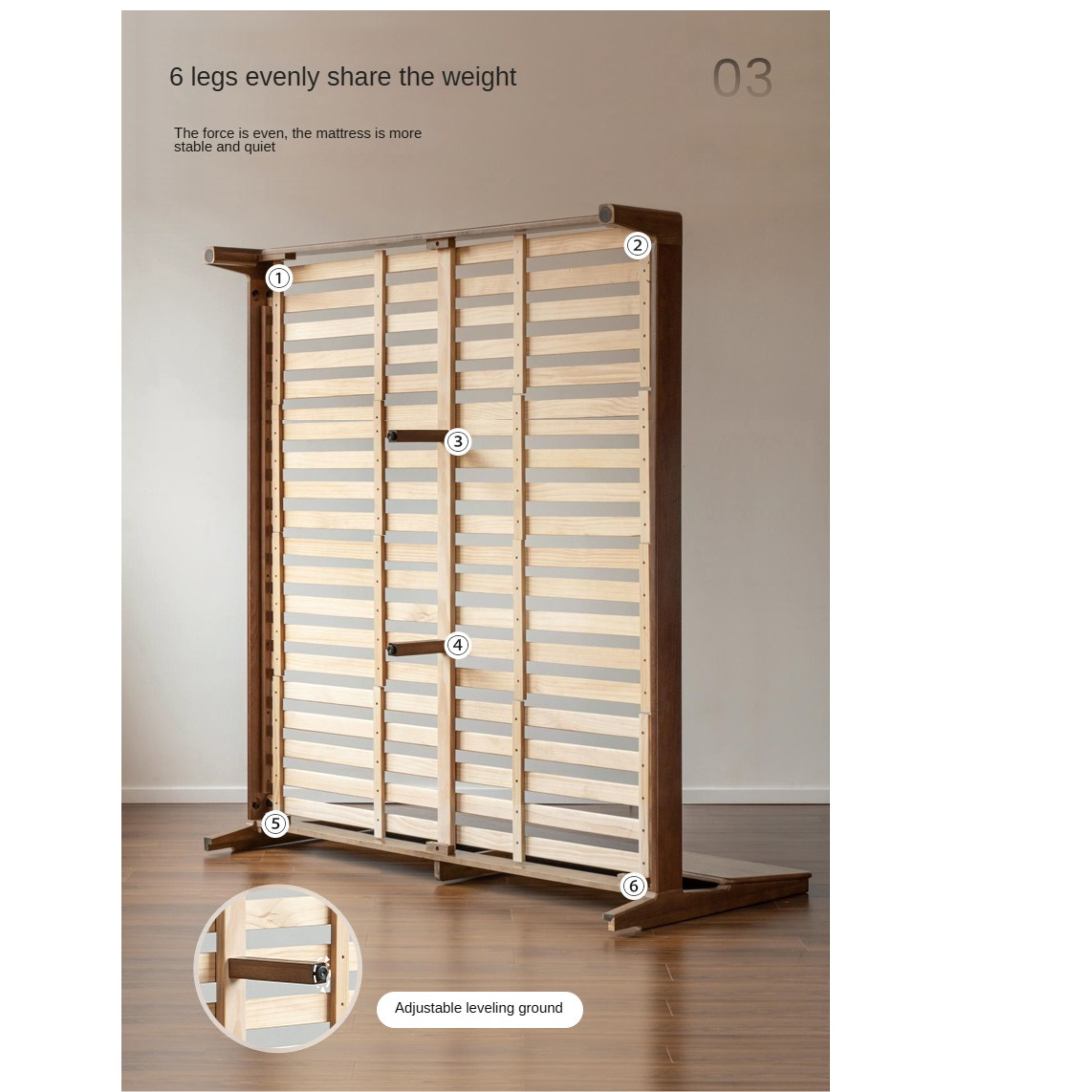Oak Solid Wood High Back Large Bed