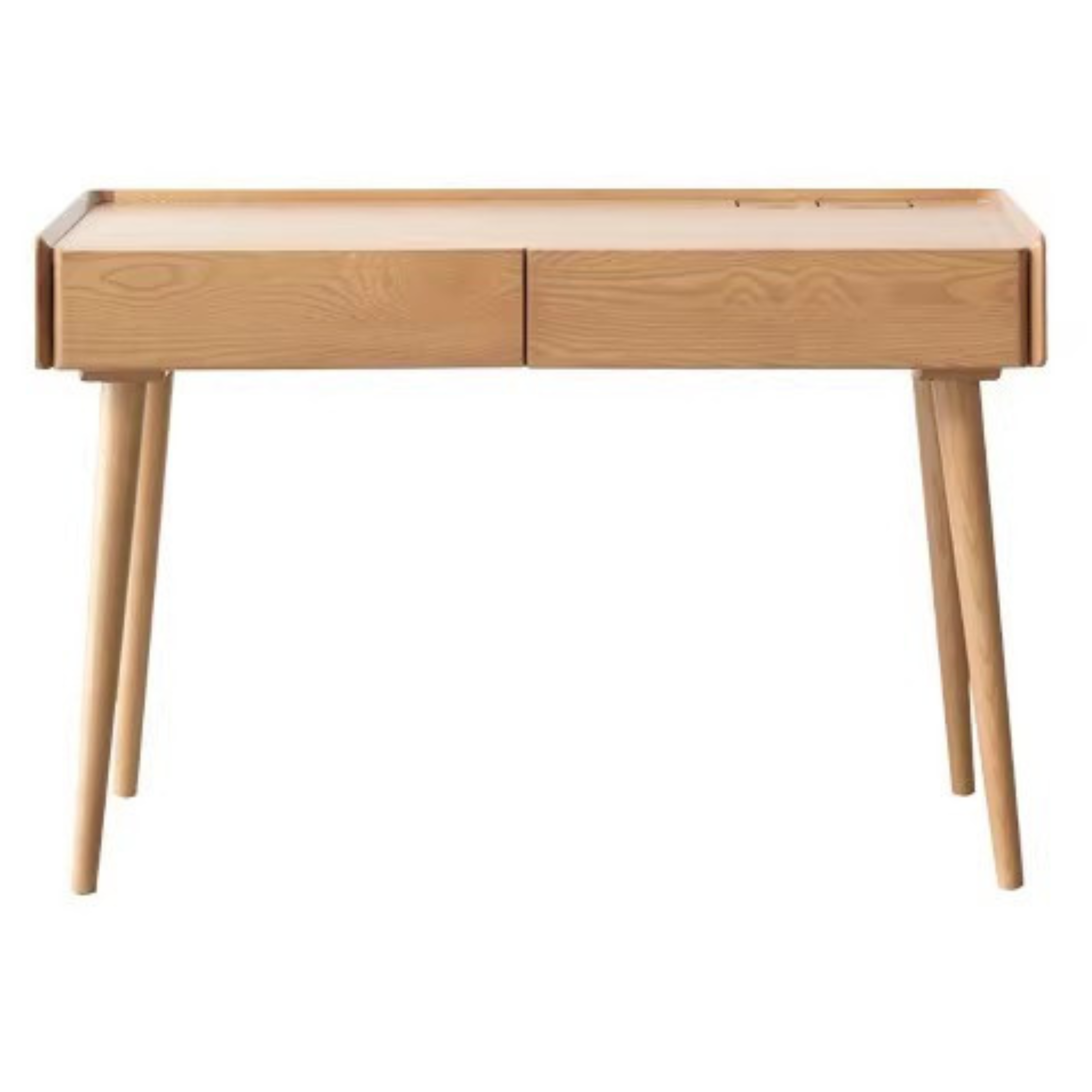 Ash Solid Wood Retractable Desk with Cabinet, Home Office