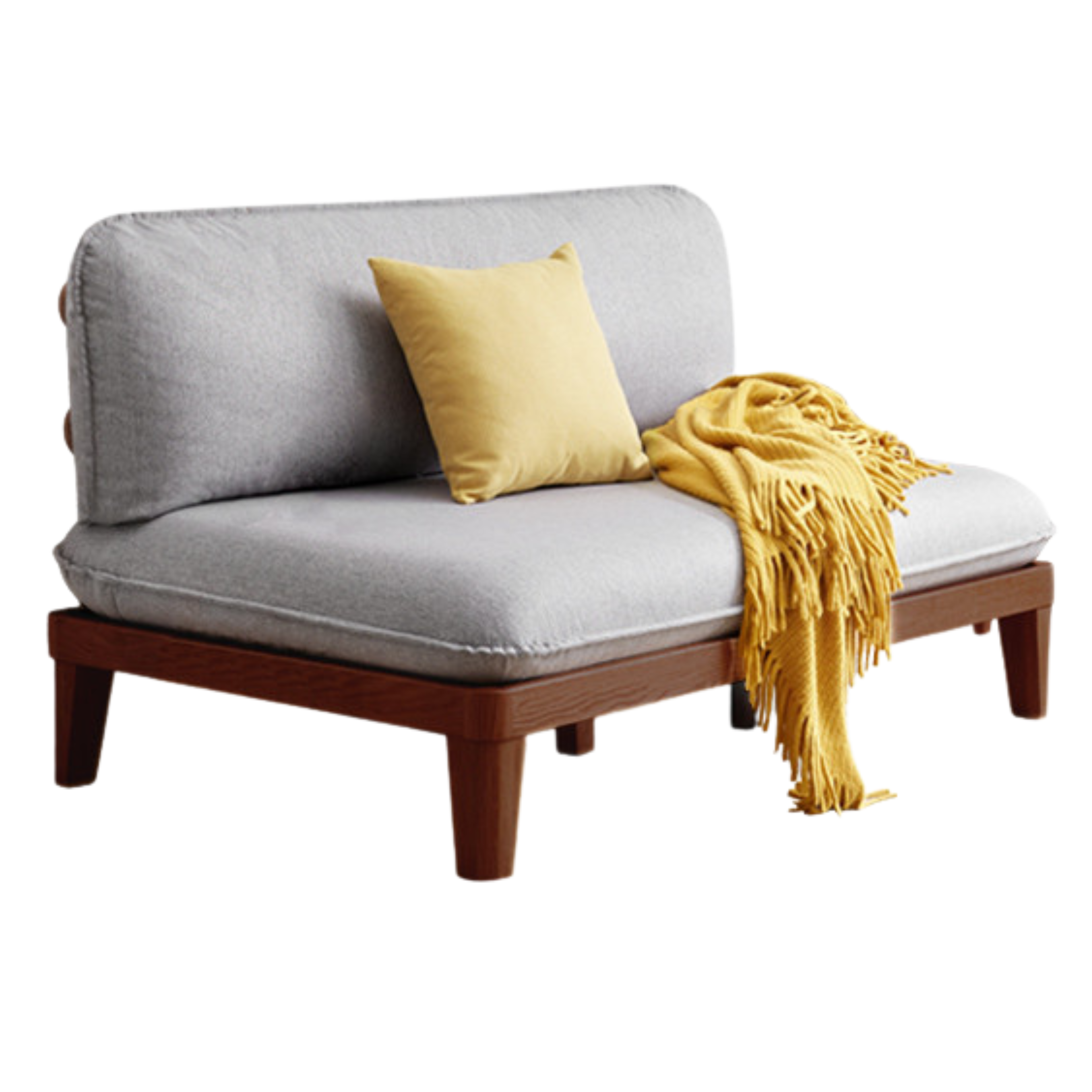 Oak Solid Wood Fabric Sofa.