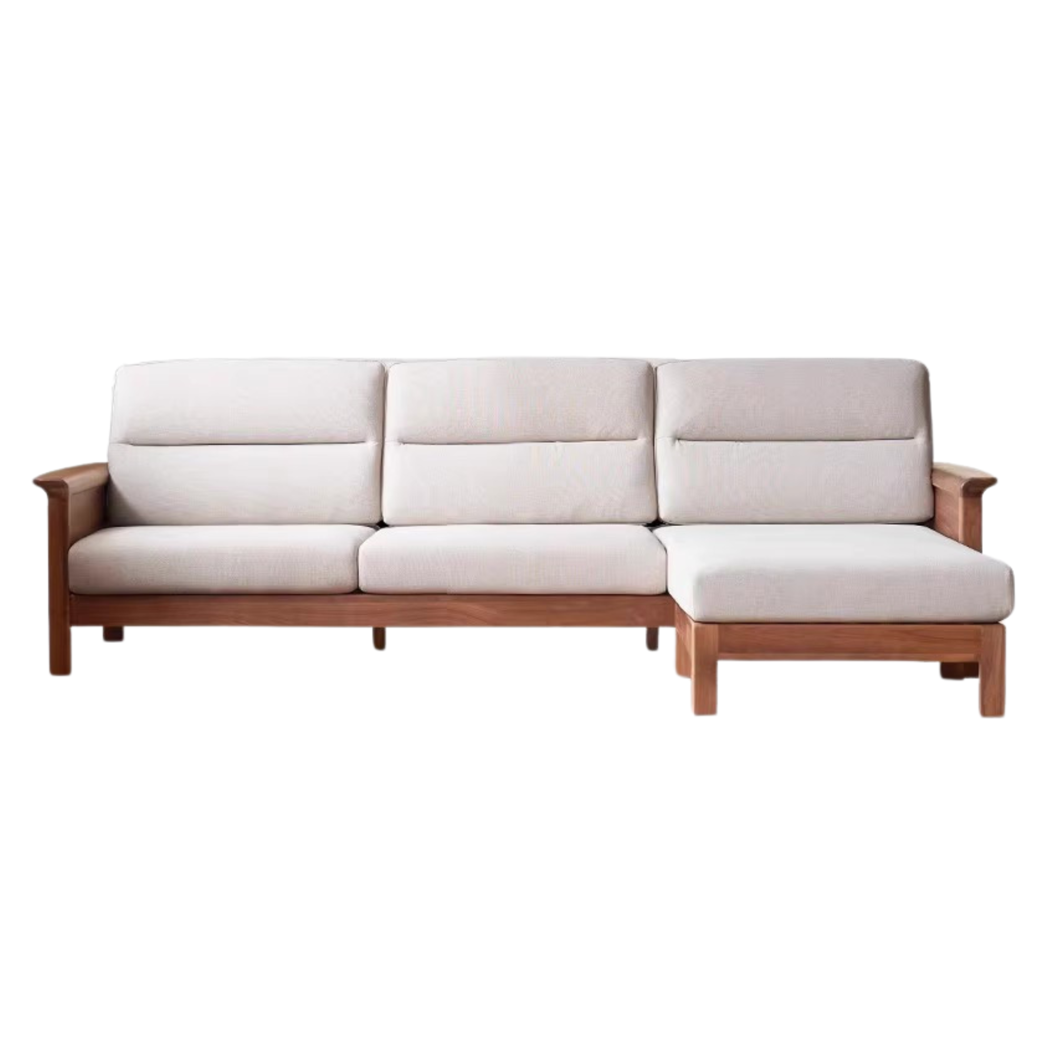 Sandalwood, Black Walnut Solid Wood Fabric Sofa.