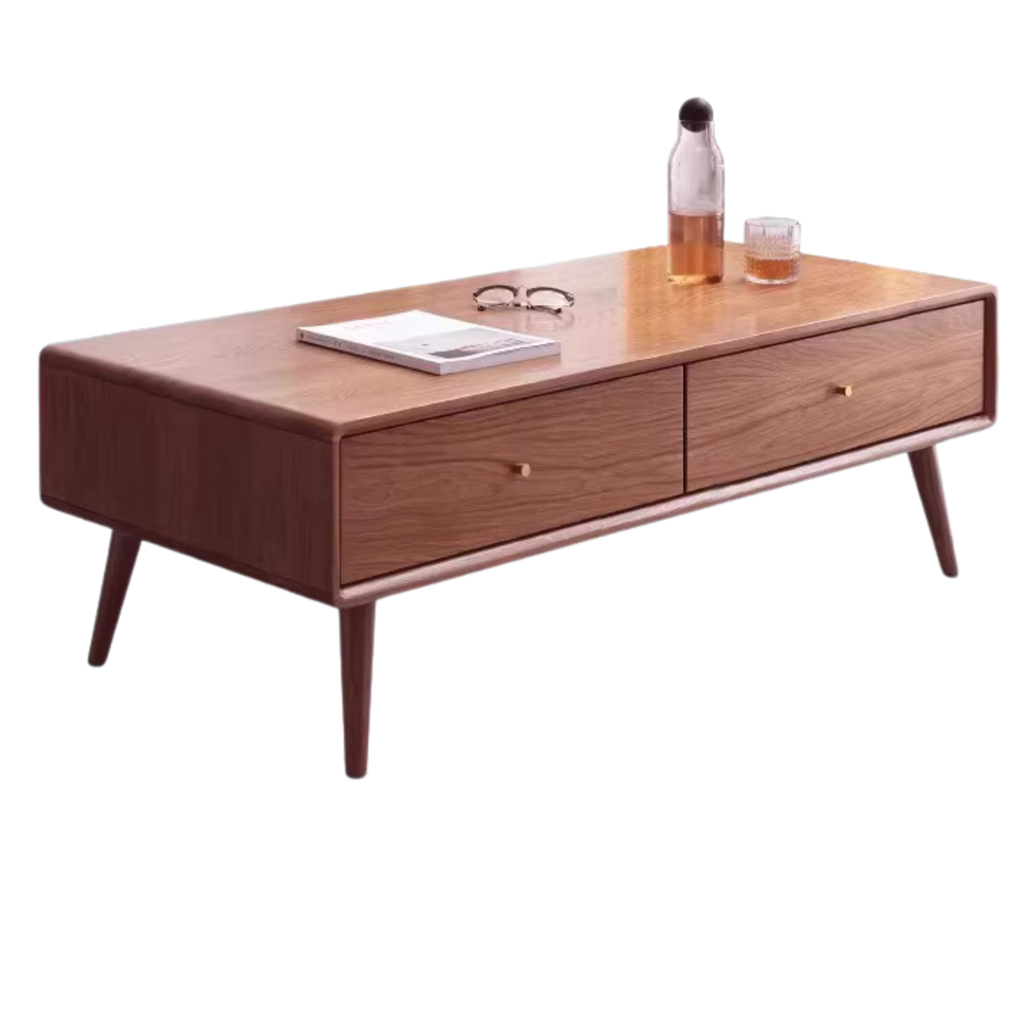 Oak Solid Wood Double-Sided Four-Drawer Coffee Table