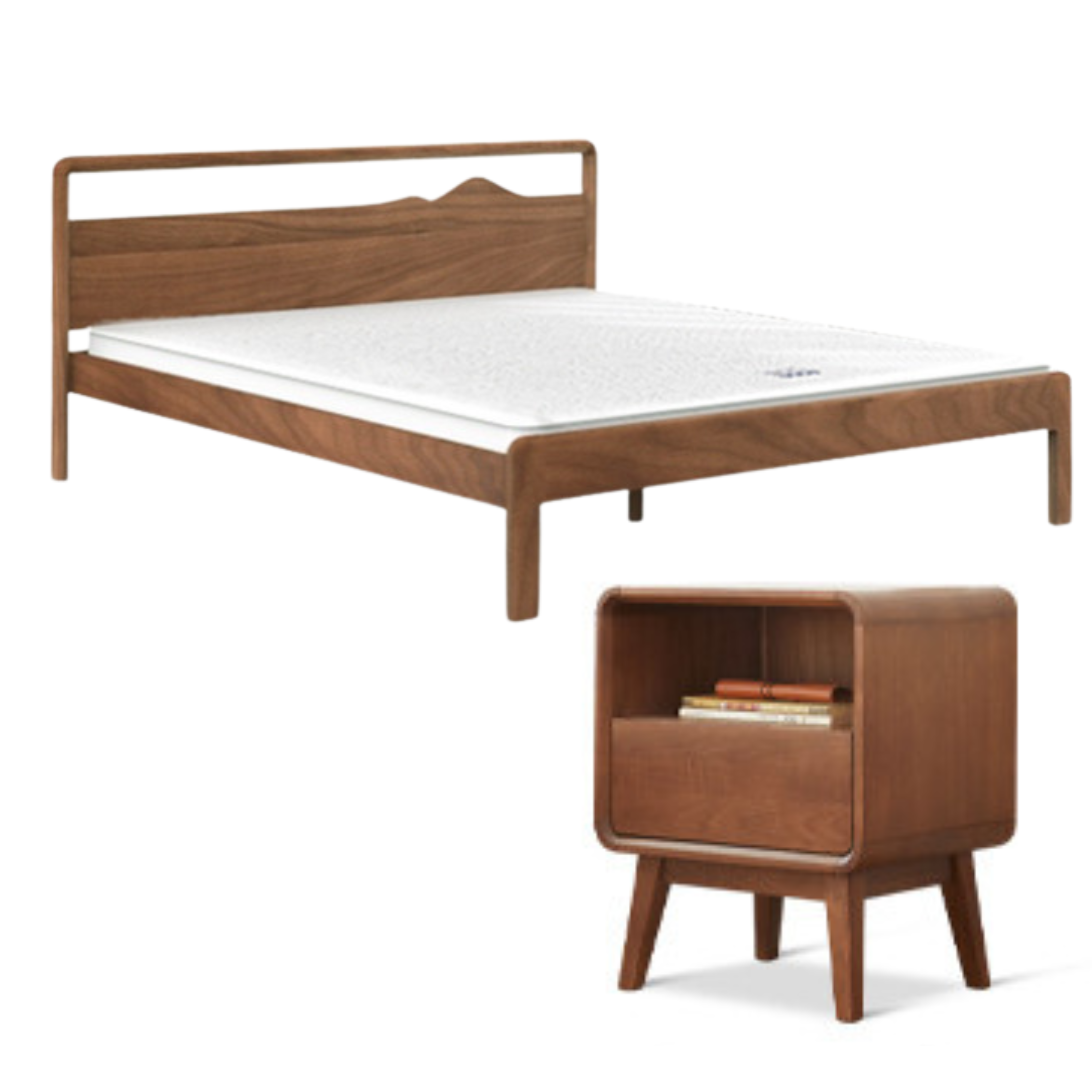 Black Walnut, Ash Solid Wood Bed