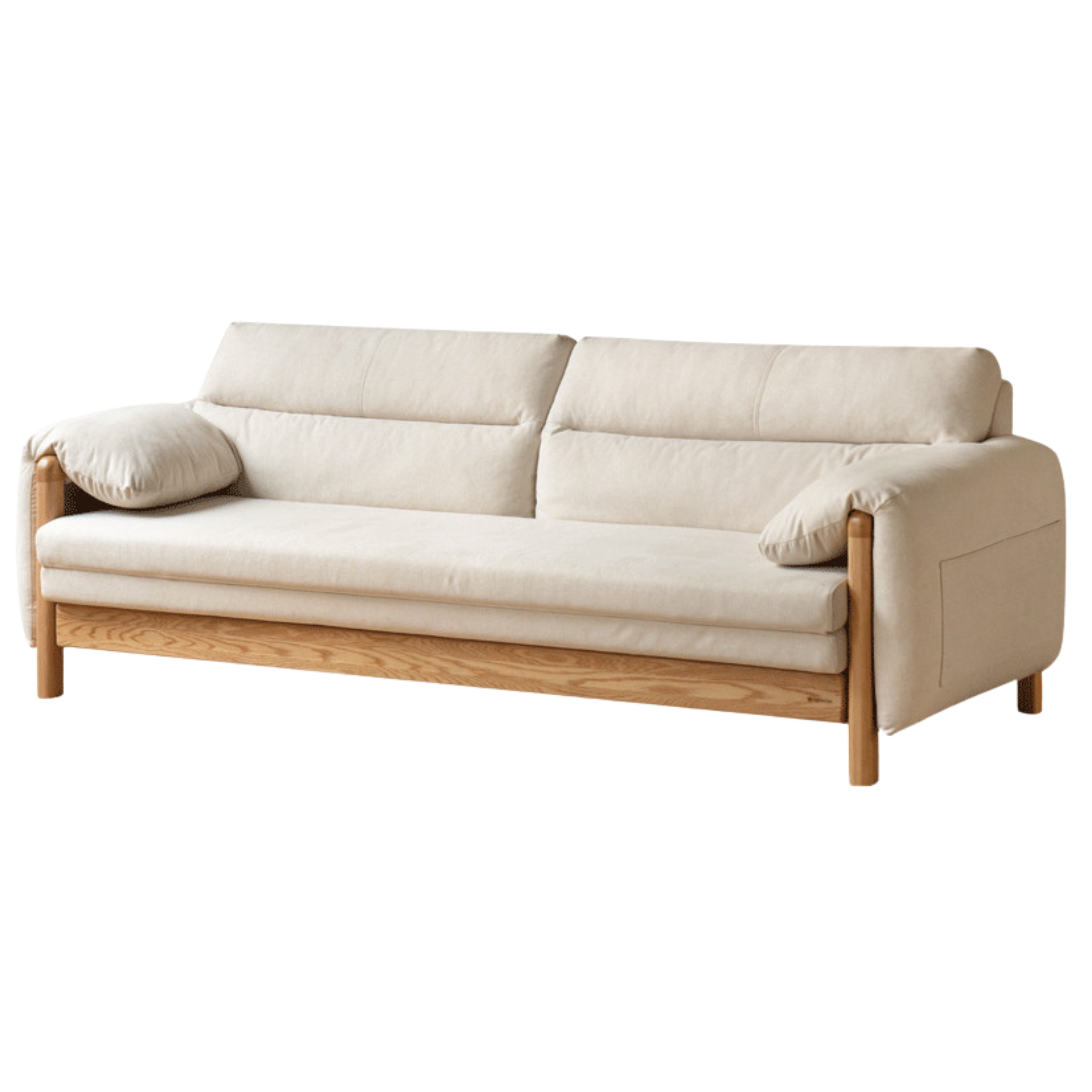 Oak Solid Wood Sitting and Sleeping Retractable Sofa Bed.