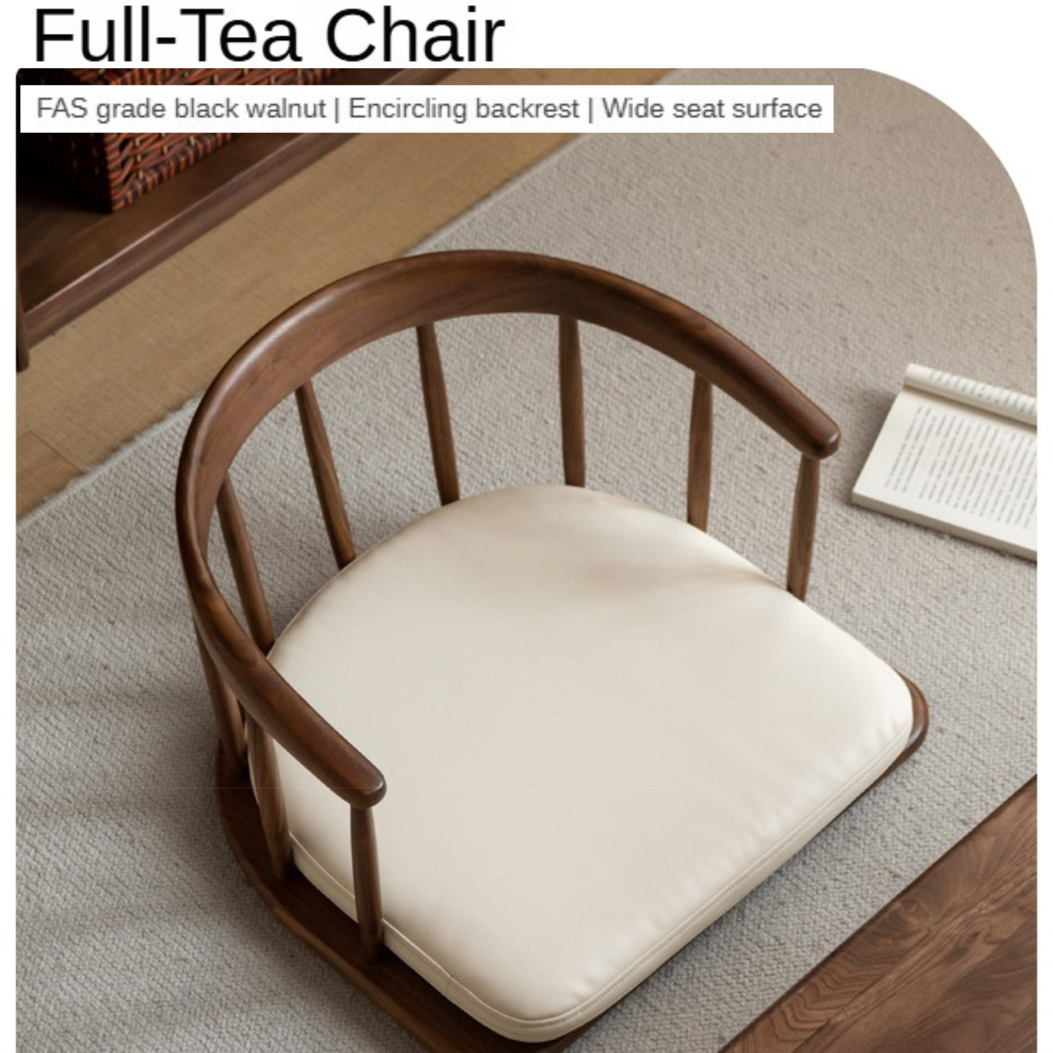 Black Walnut Solid Wood Tea Chair