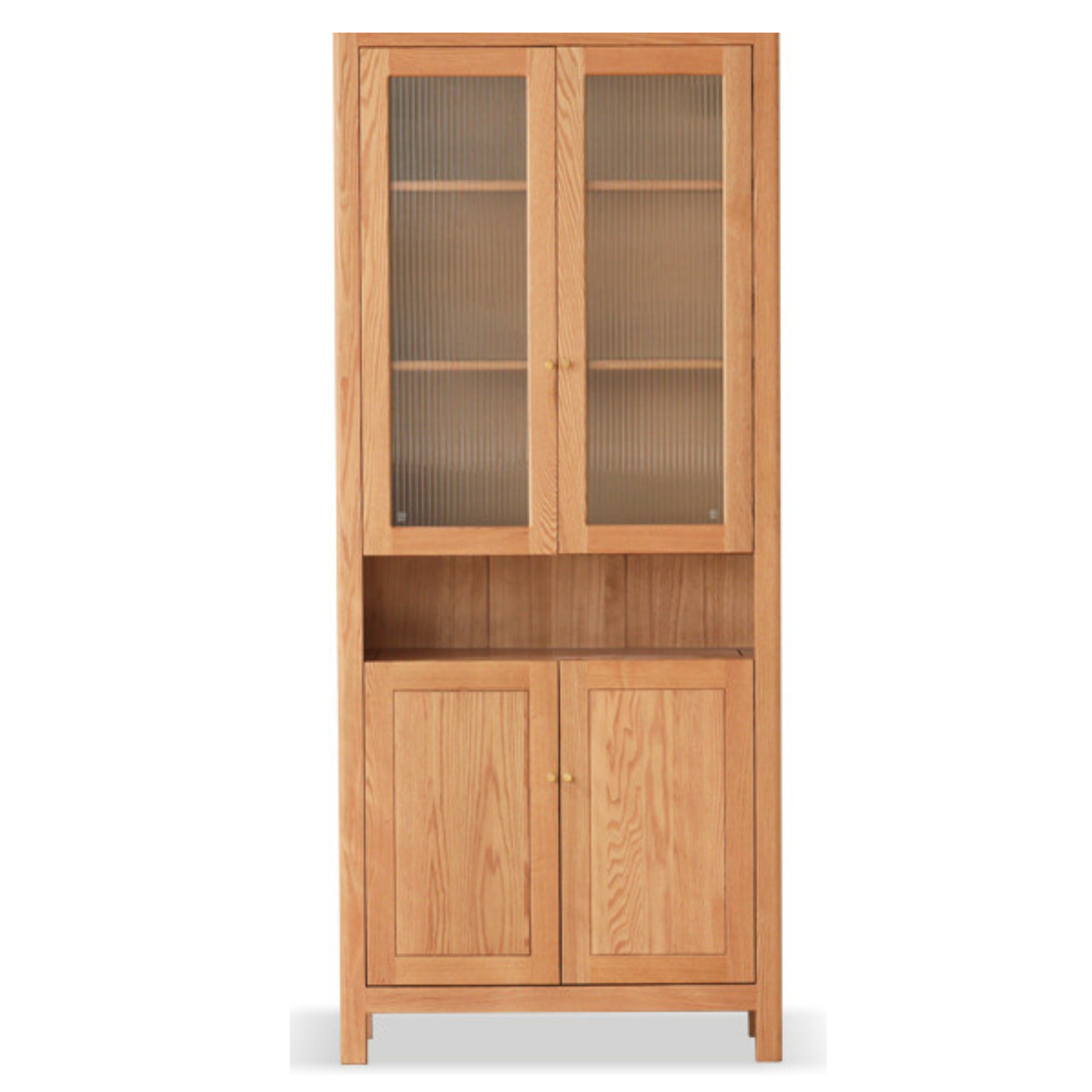 Oak, Solid Rubberwood Modern Minimalist Combination Bookcase