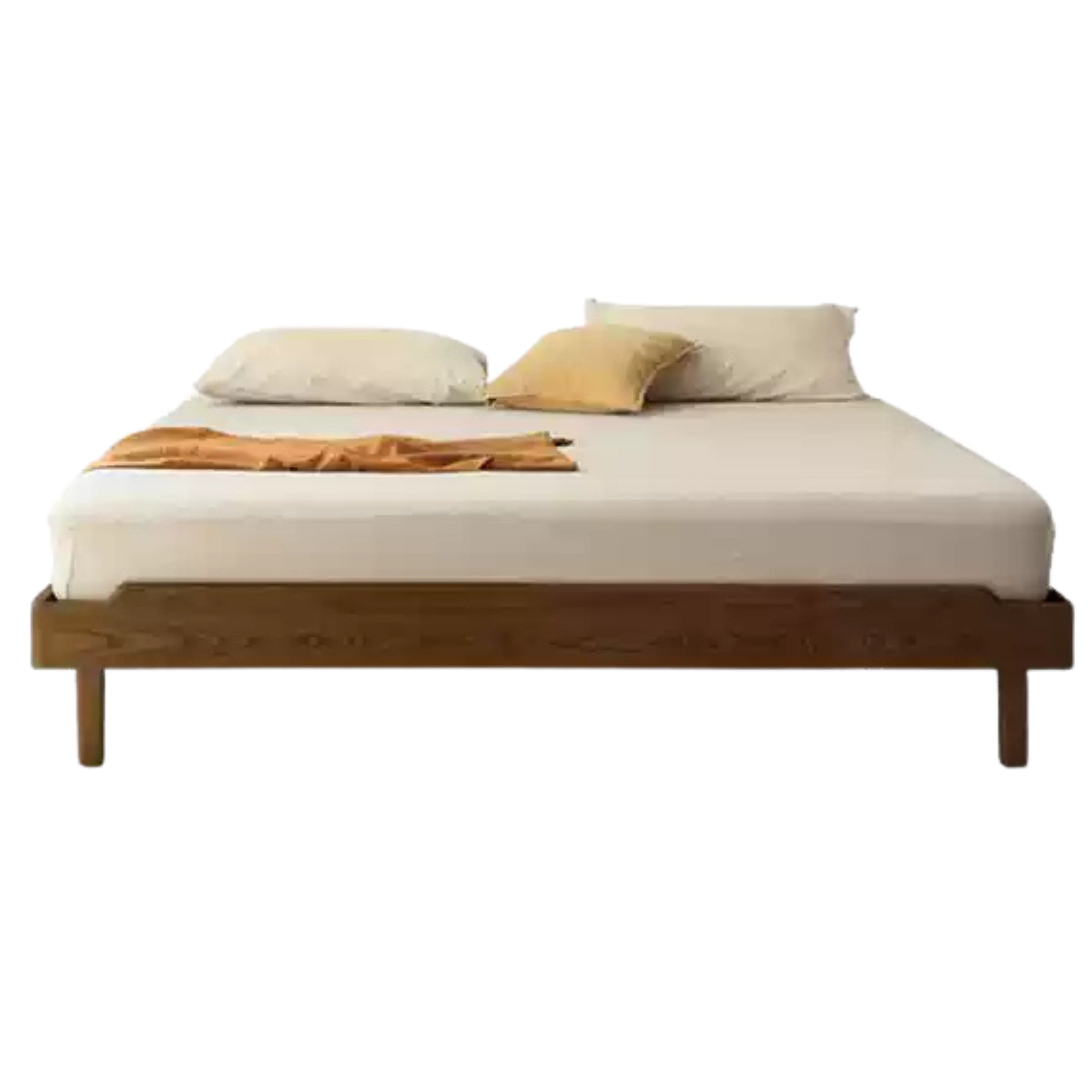 Black Walnut, Ash Solid Wood Platform Bed, Headboard-Free Bed