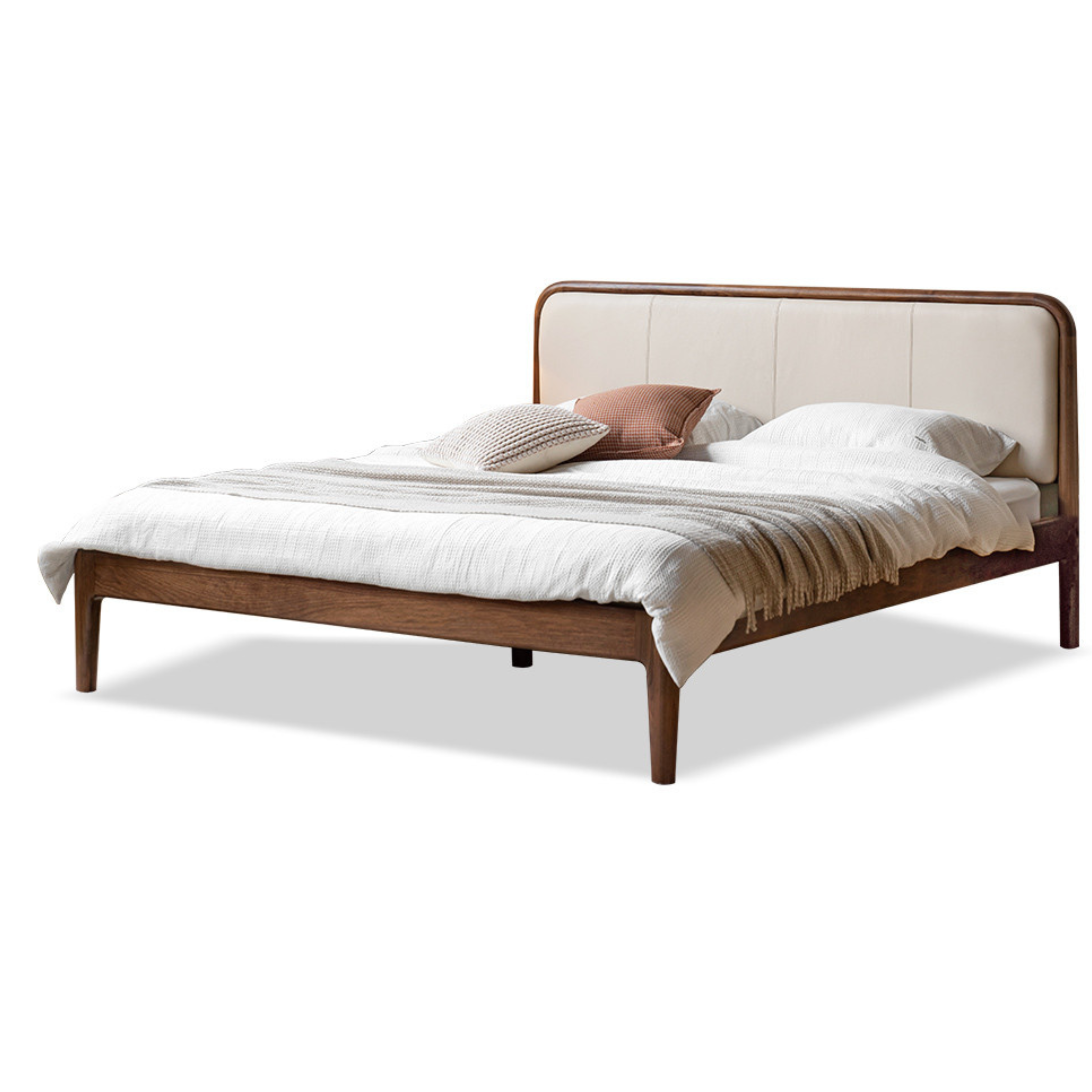 Black Walnut,Cherry Wood Cowhide Leather,Technical Cloth Bed