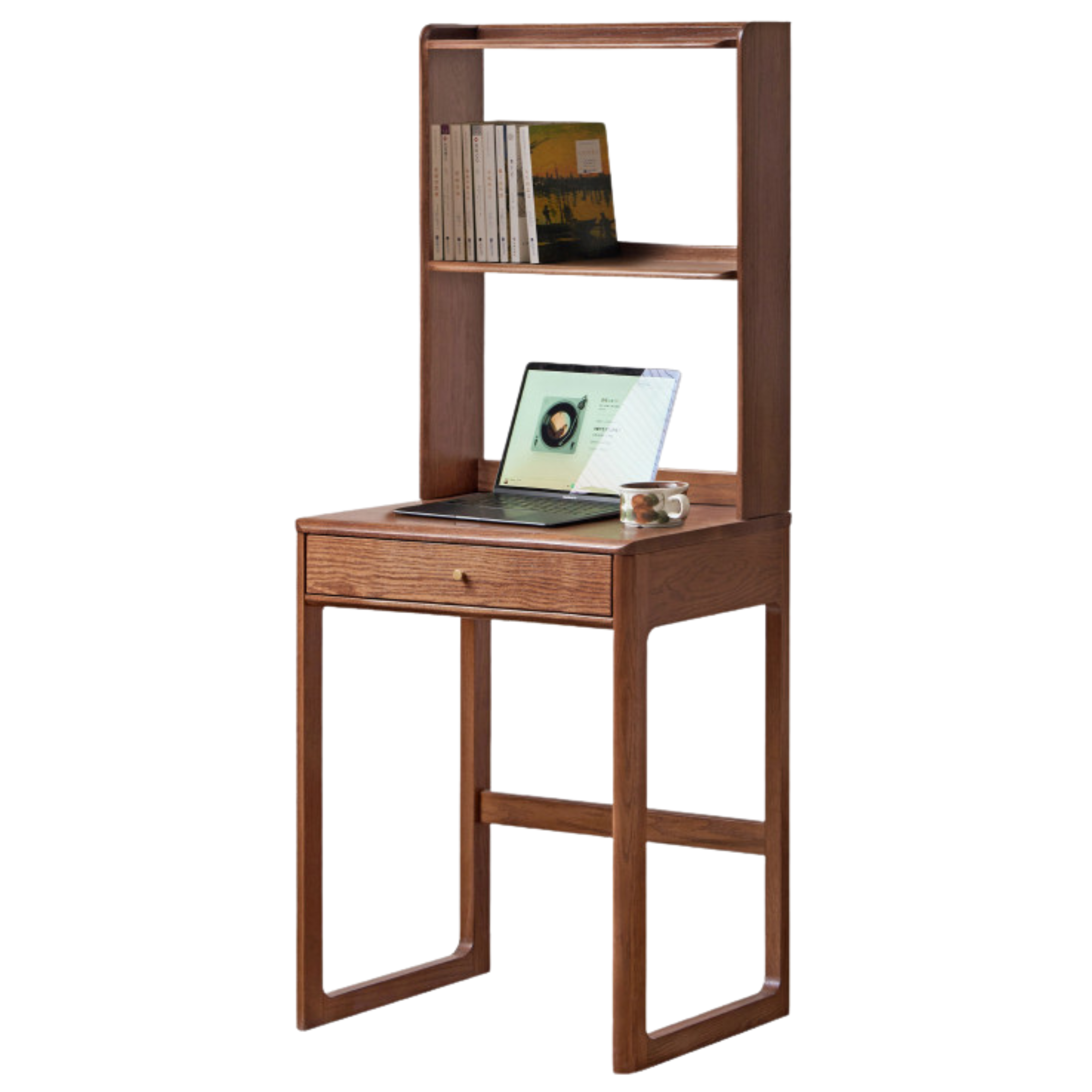 Oak Solid Wood Desk Bookshelf