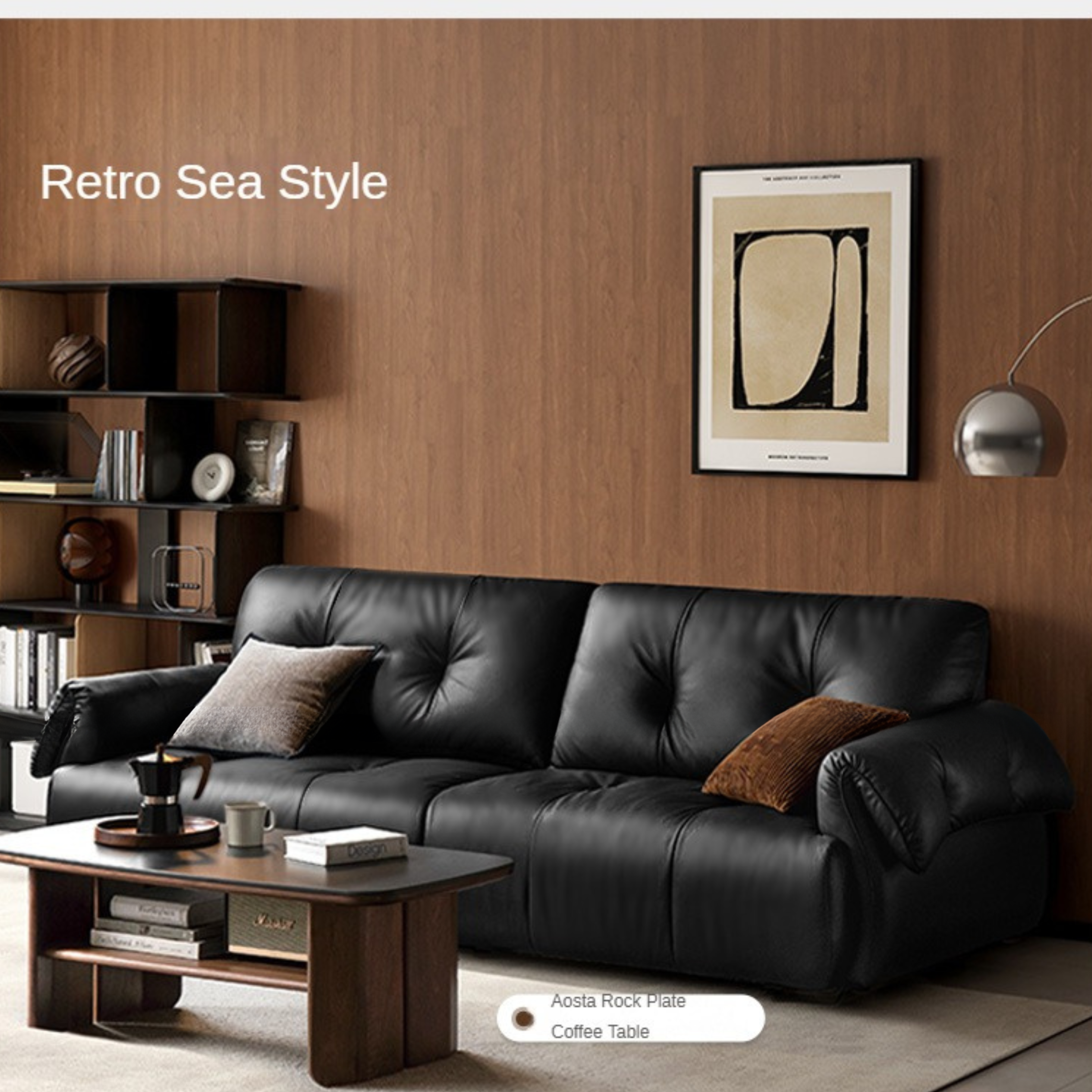 Top Layer Cowhide Leather Straight Sofa,