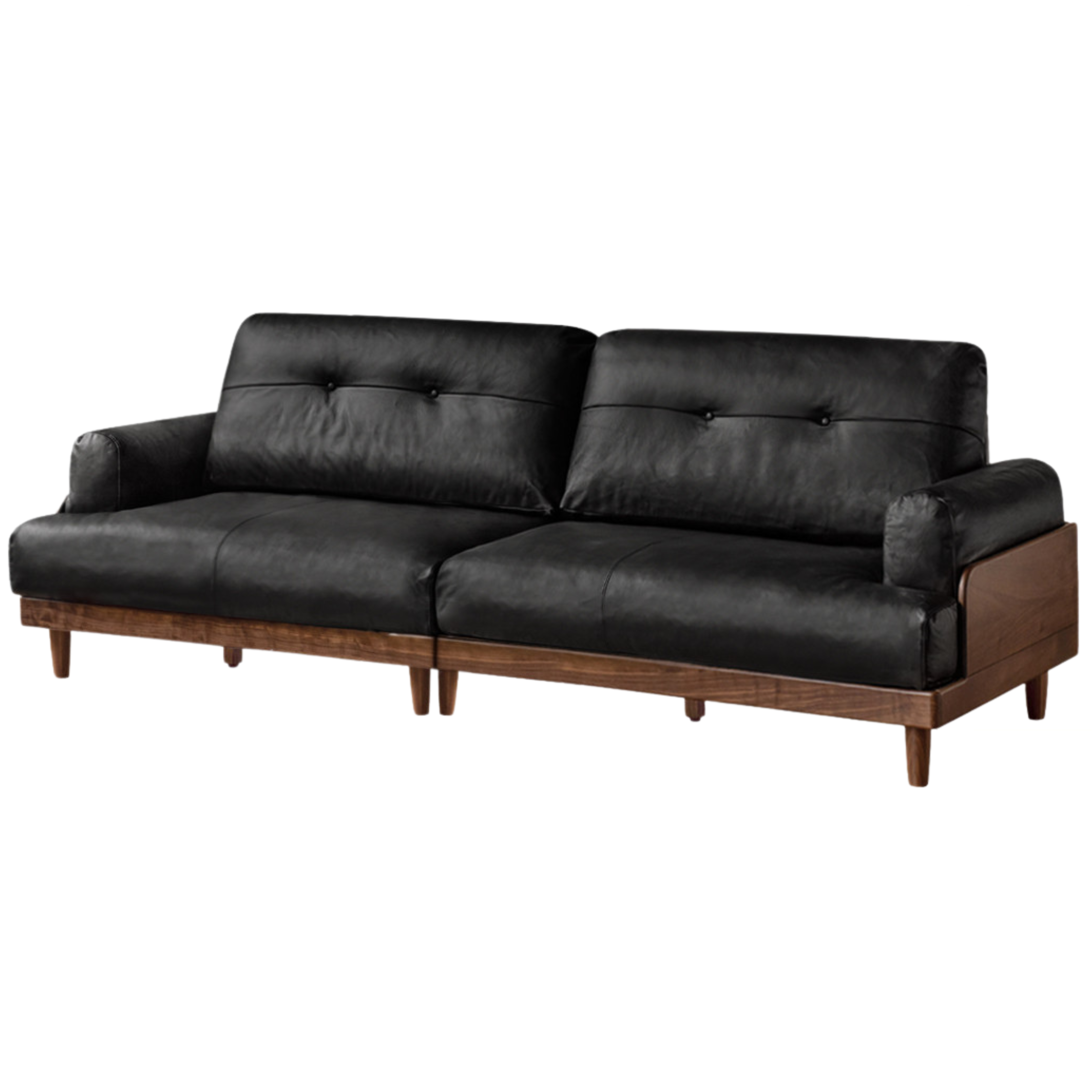 Black Walnut Solid Wood Leather, Fabric Sofa Modern