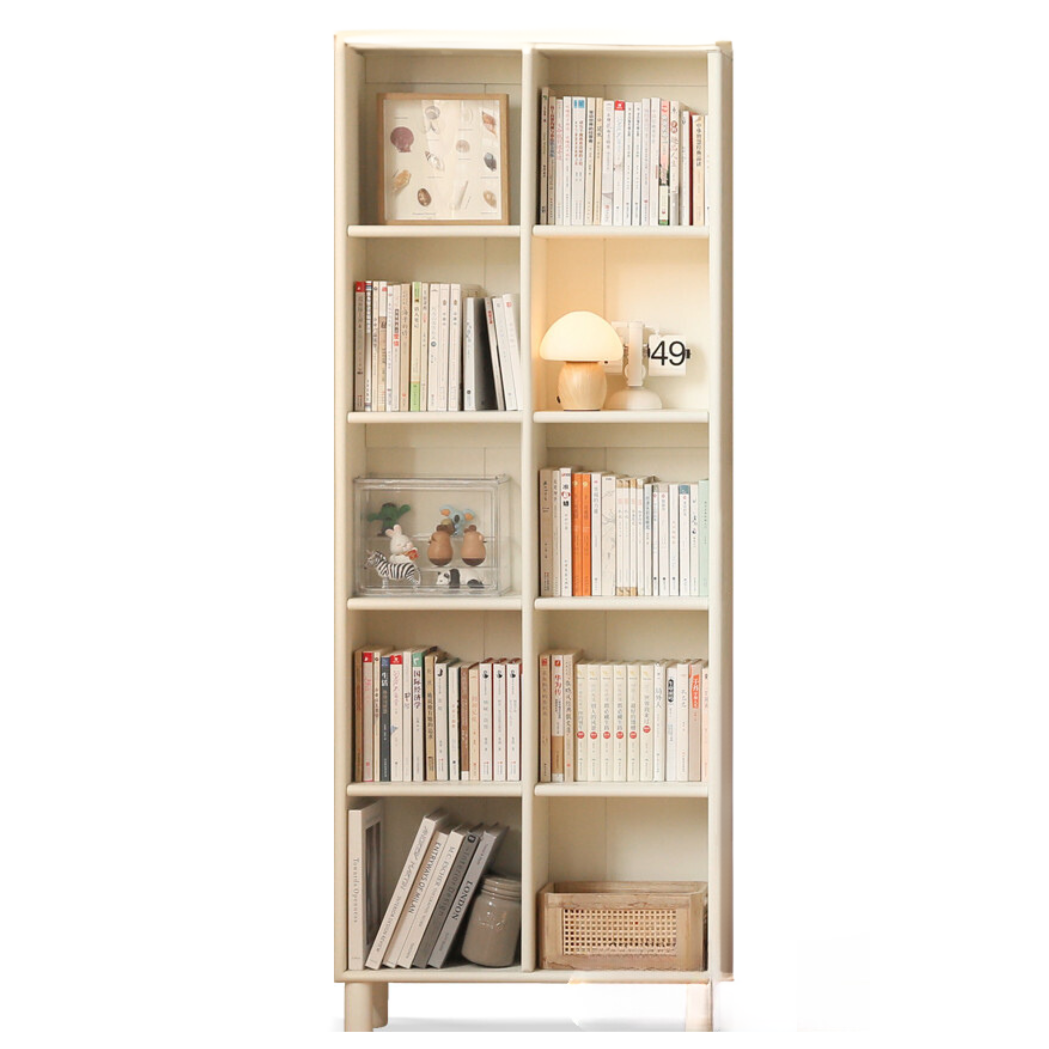 Poplar Solid Wood Bookcase Free Combination Cream Style