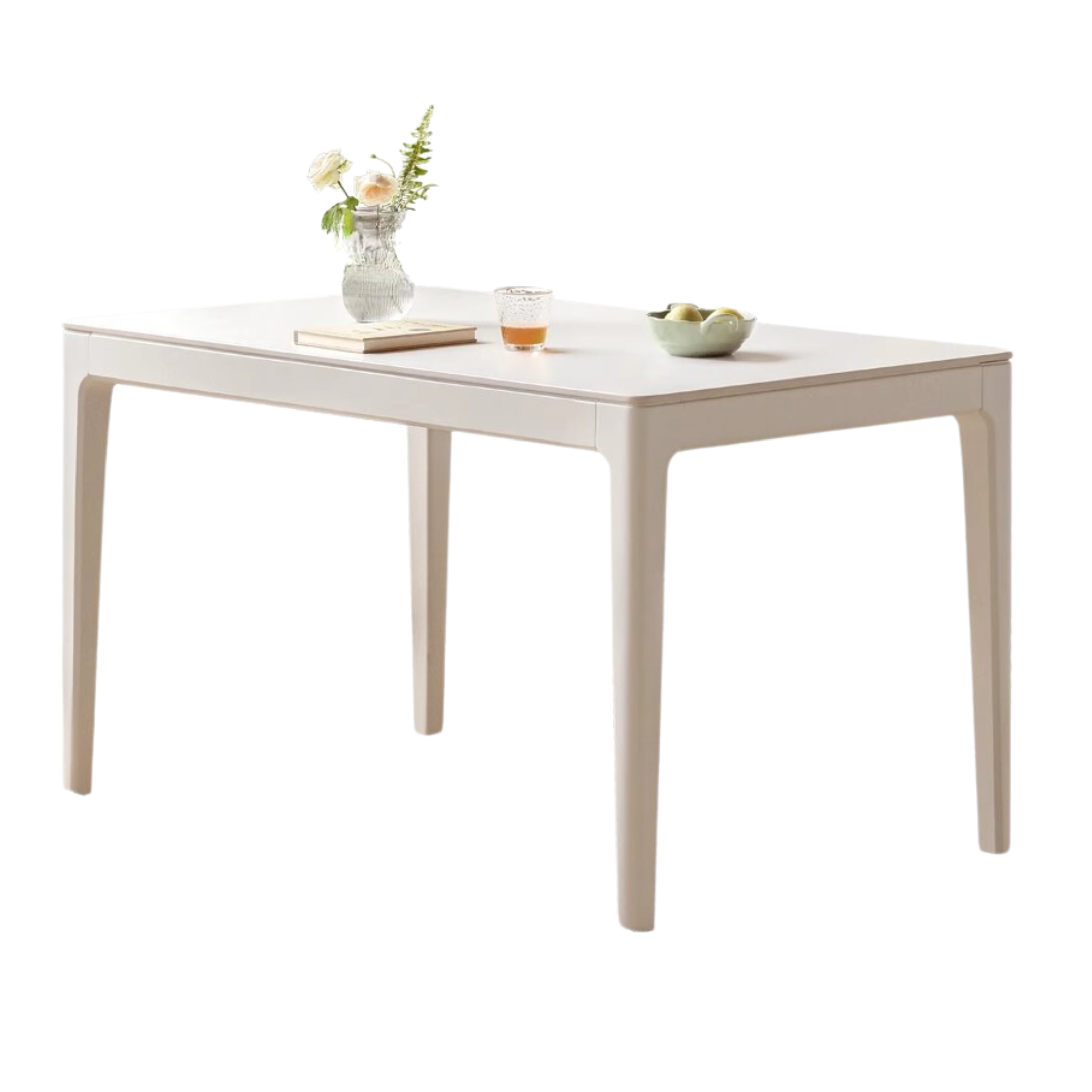 Birch Solid Wood Rock Plate White Cream Dining Table