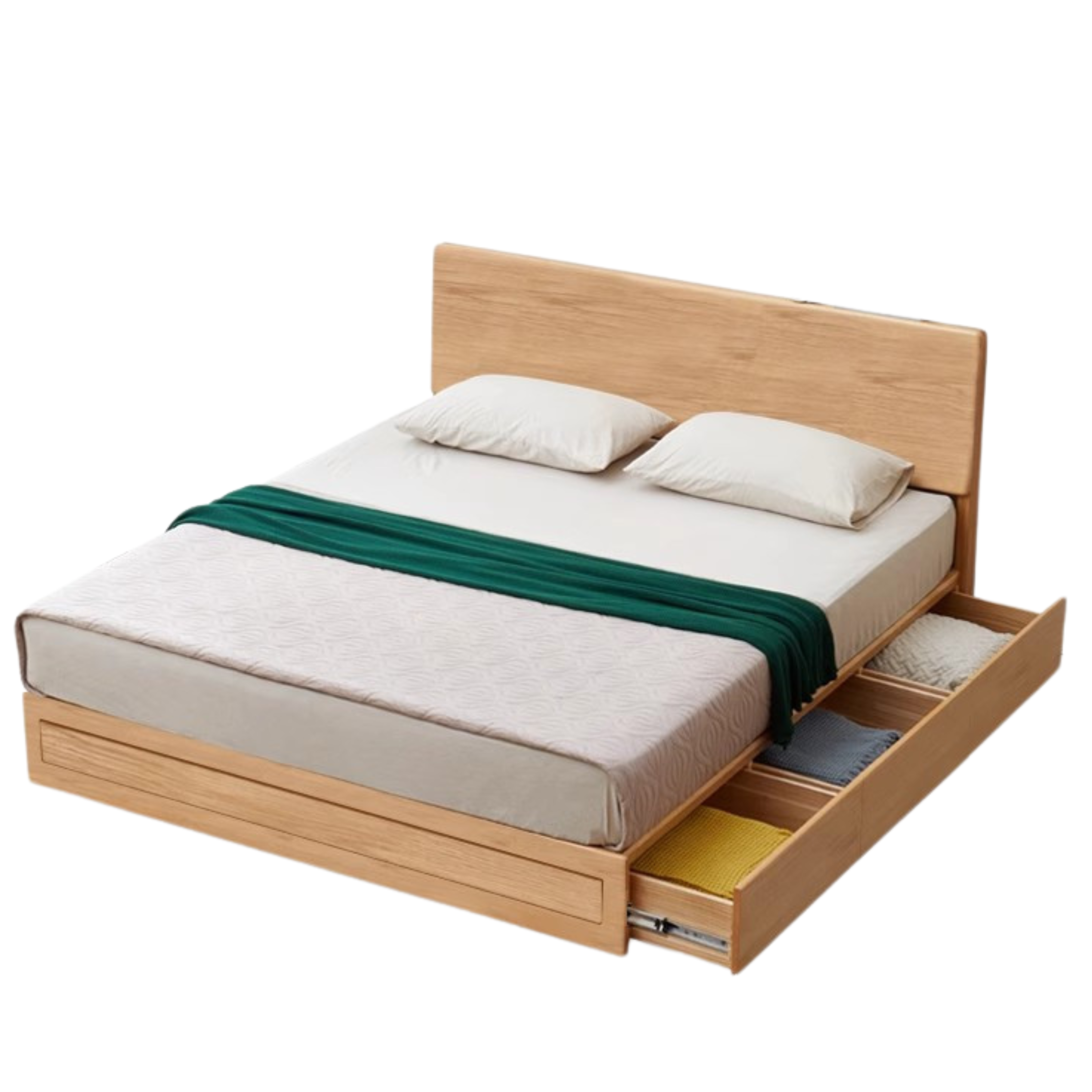 Ash, Oak, Black Walnut Solid Wood Box Bed Modern