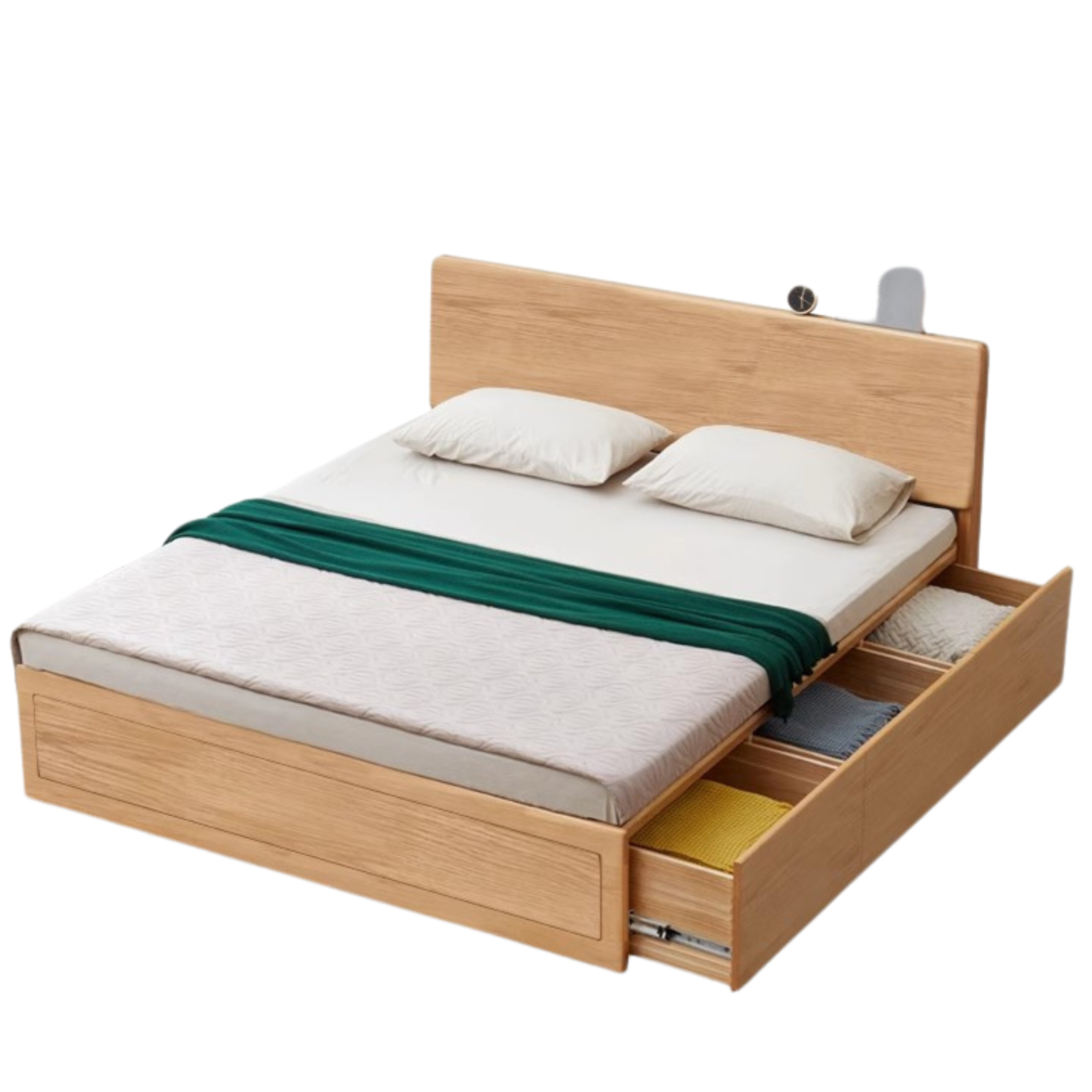 Ash, Oak, Black Walnut Solid Wood Box Bed Modern