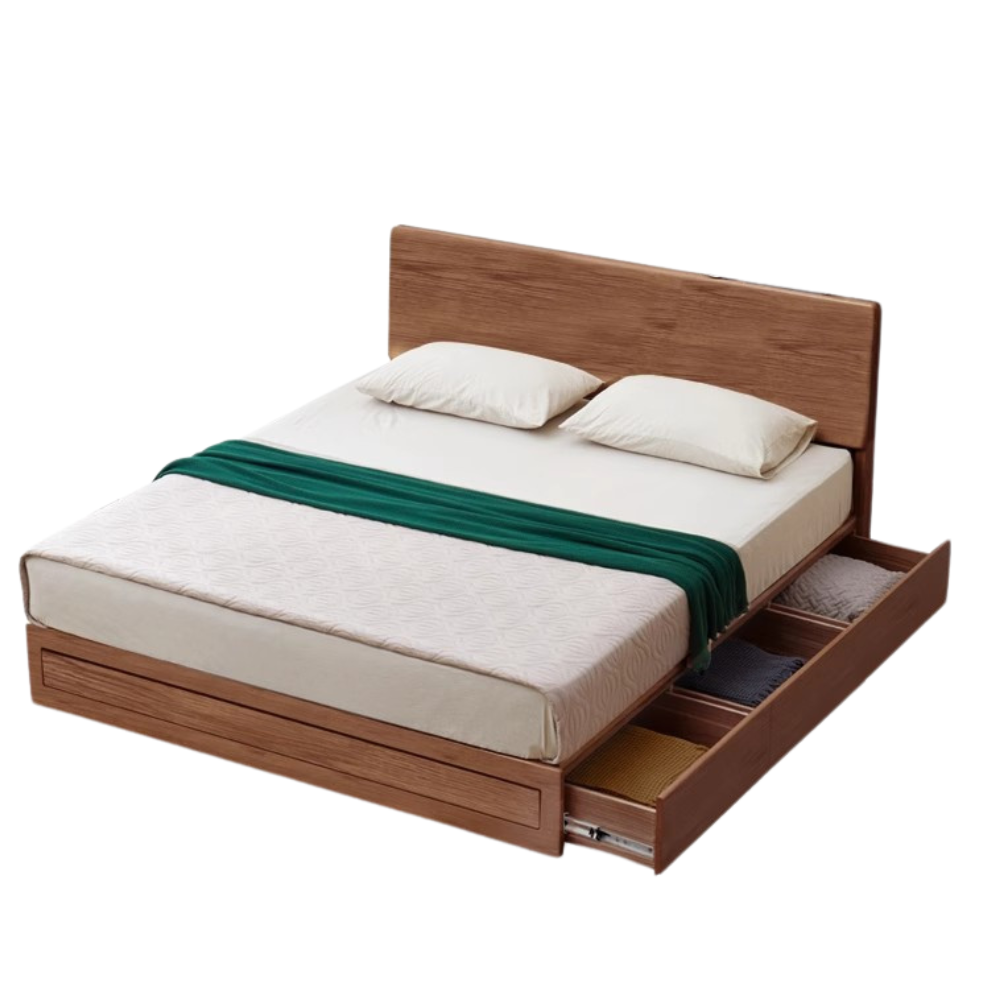 Ash, Oak, Black Walnut Solid Wood Box Bed Modern