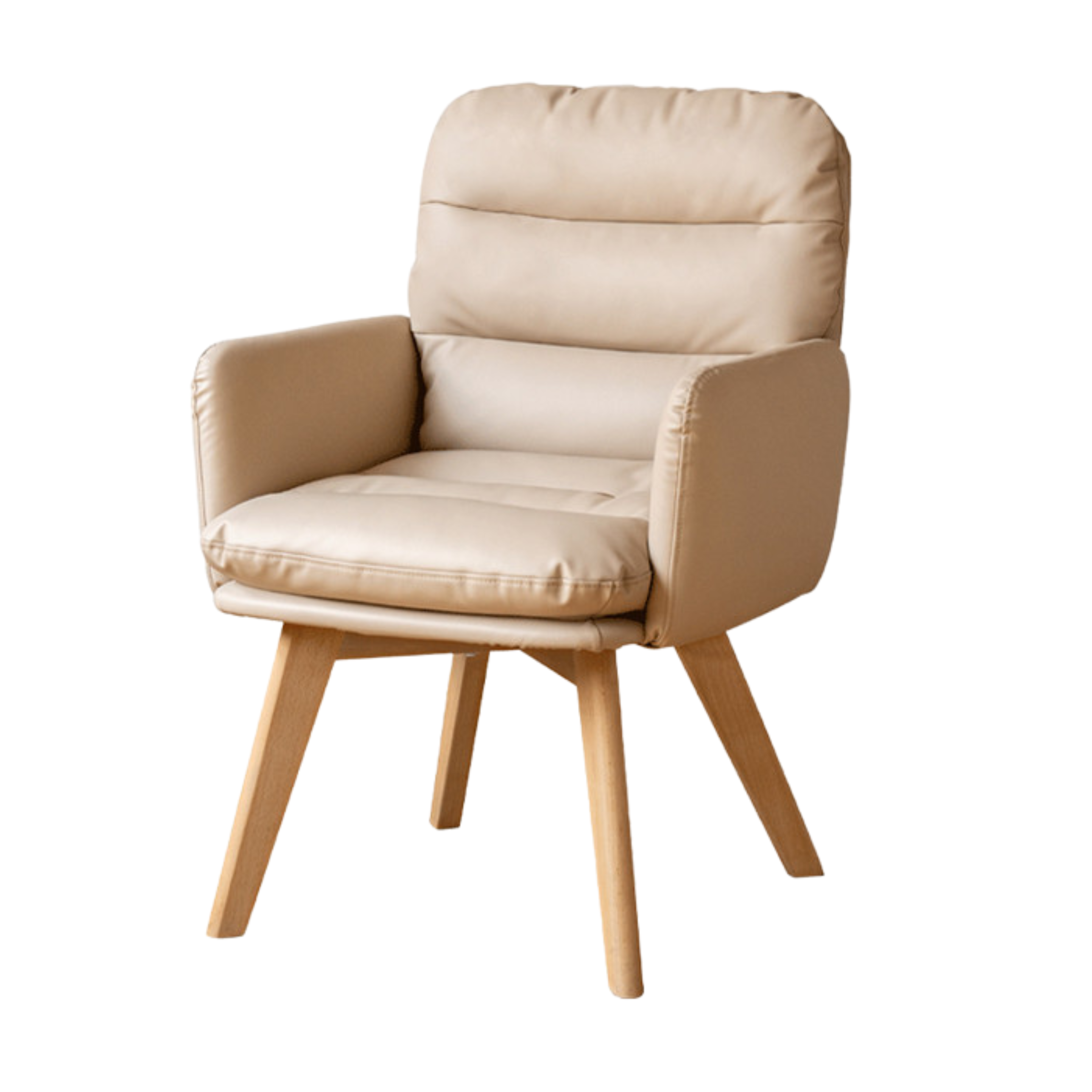 Beech Solid Wood Leather Soft Backrest Chair