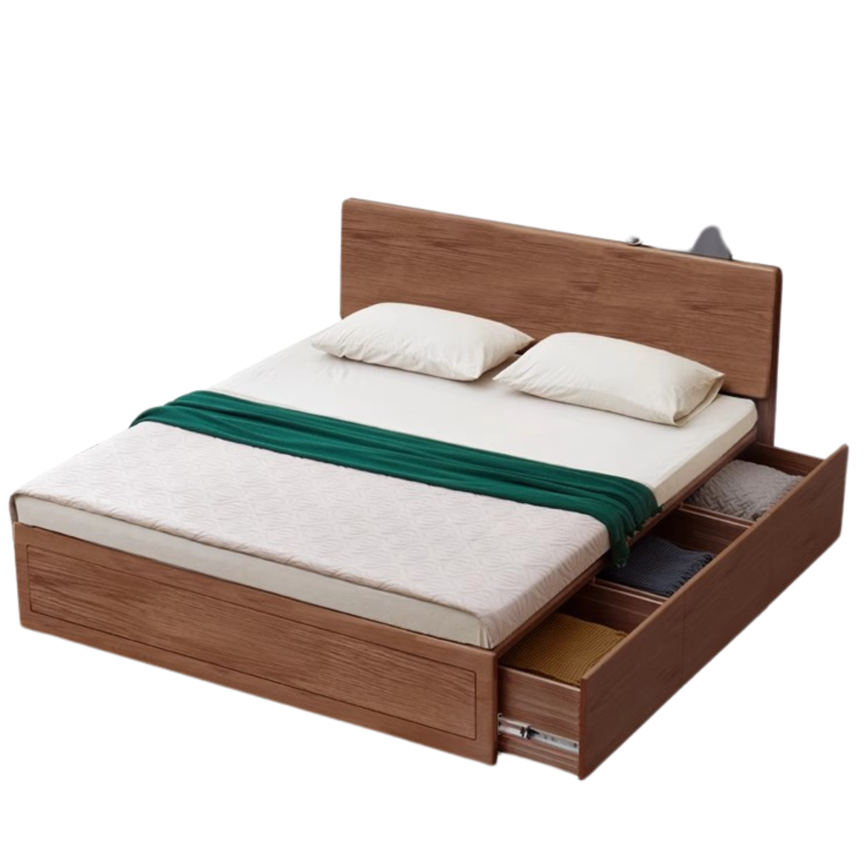 Ash, Oak, Black Walnut Solid Wood Box Bed Modern