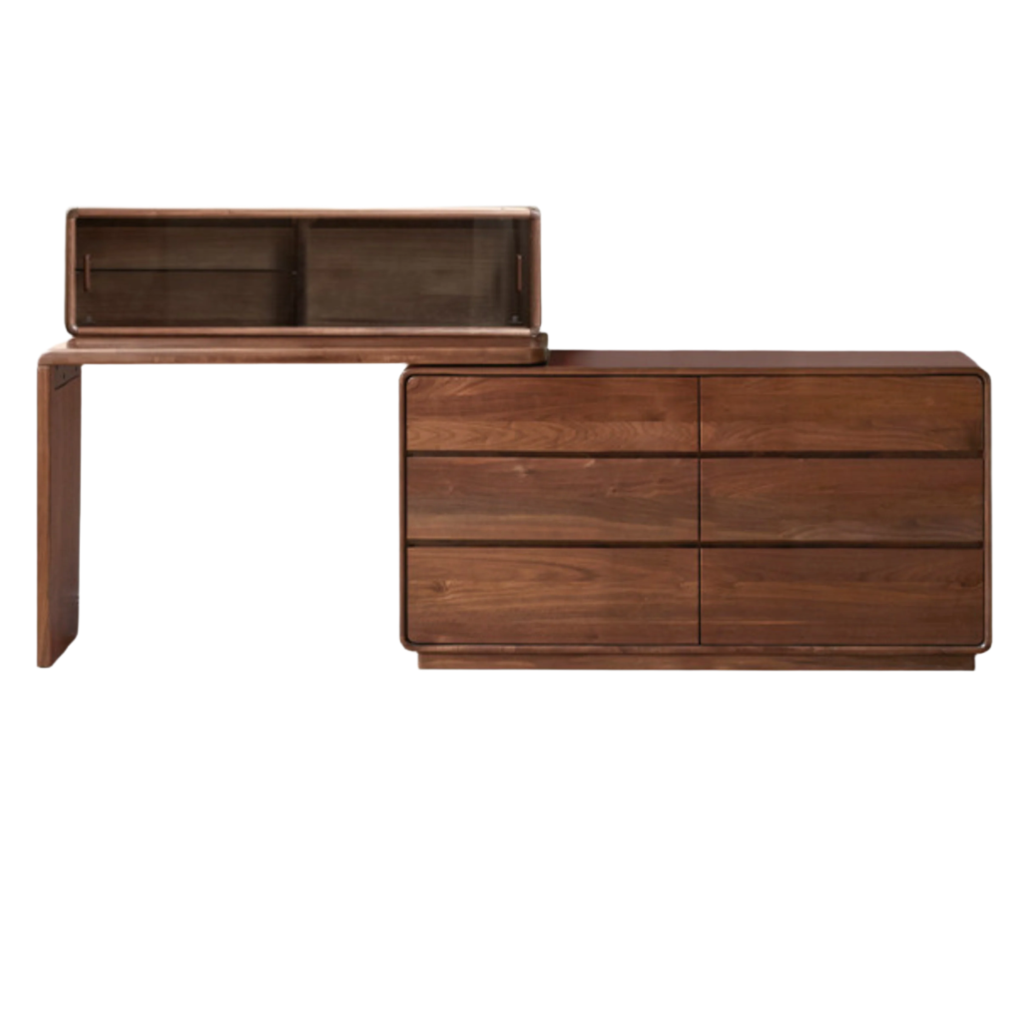 Black Walnut, Golden Sandalwood Telescopic Dressing Table.