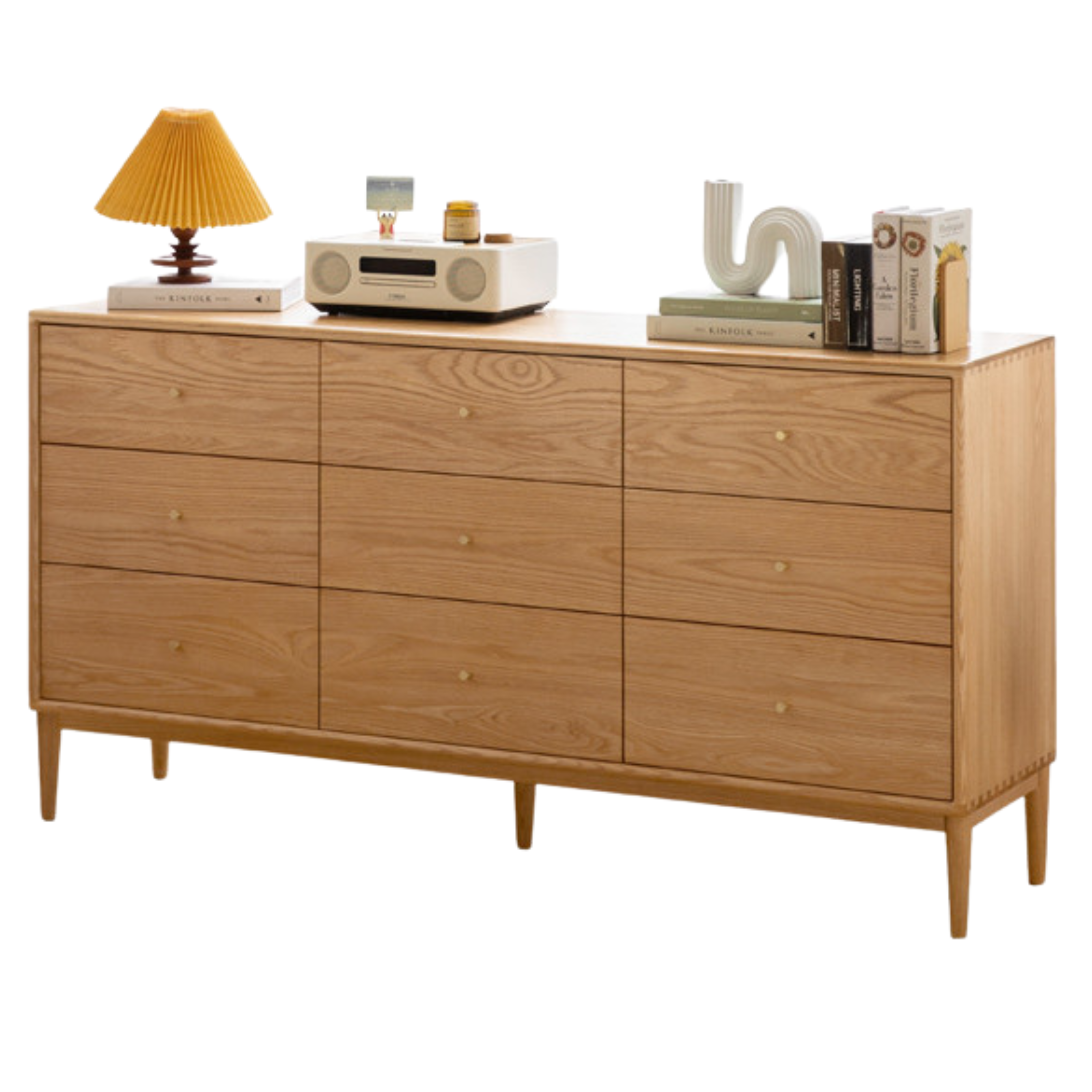 Oak Solid Wood, Solid RubberWood Nordic Chest of Drawers