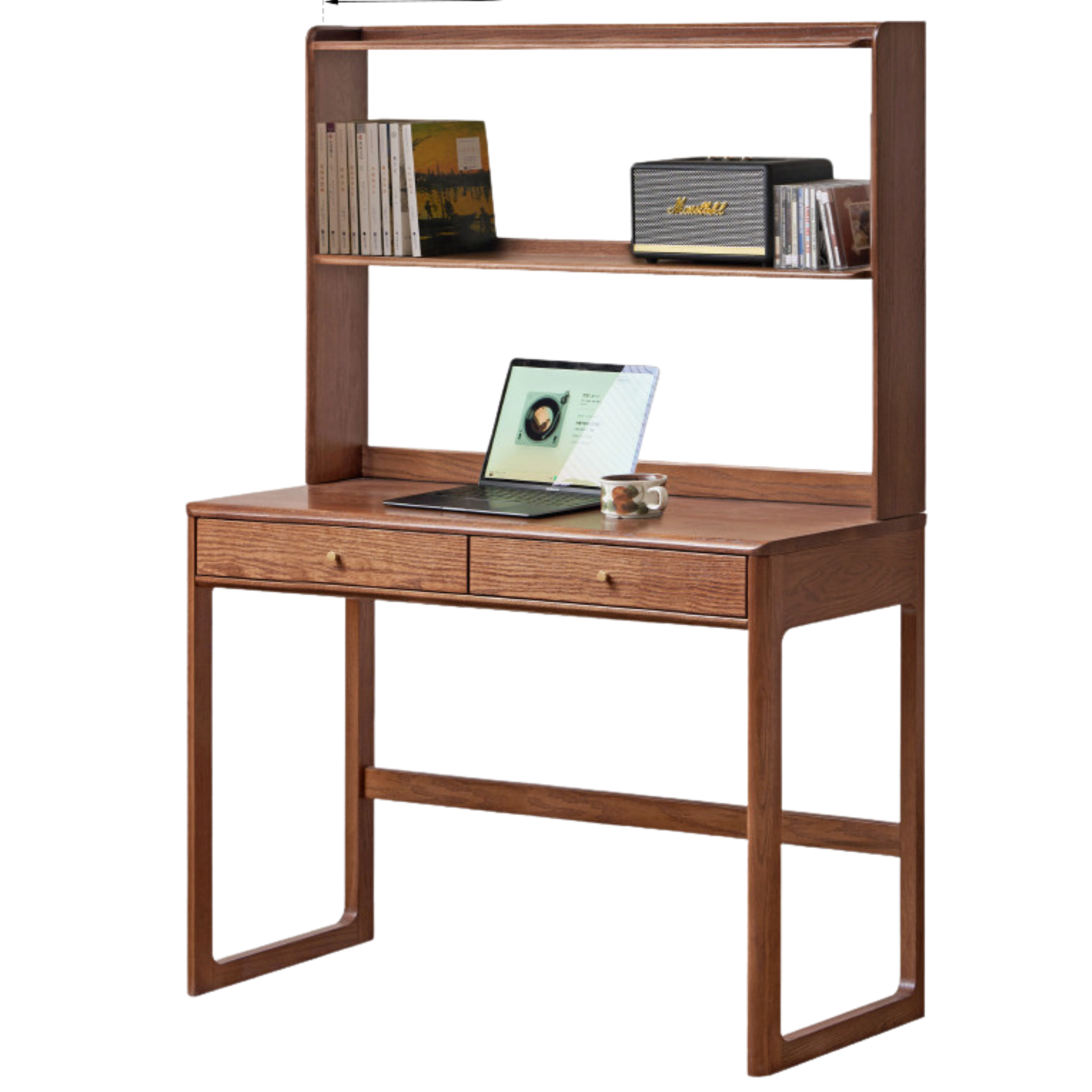 Oak Solid Wood Desk Bookshelf