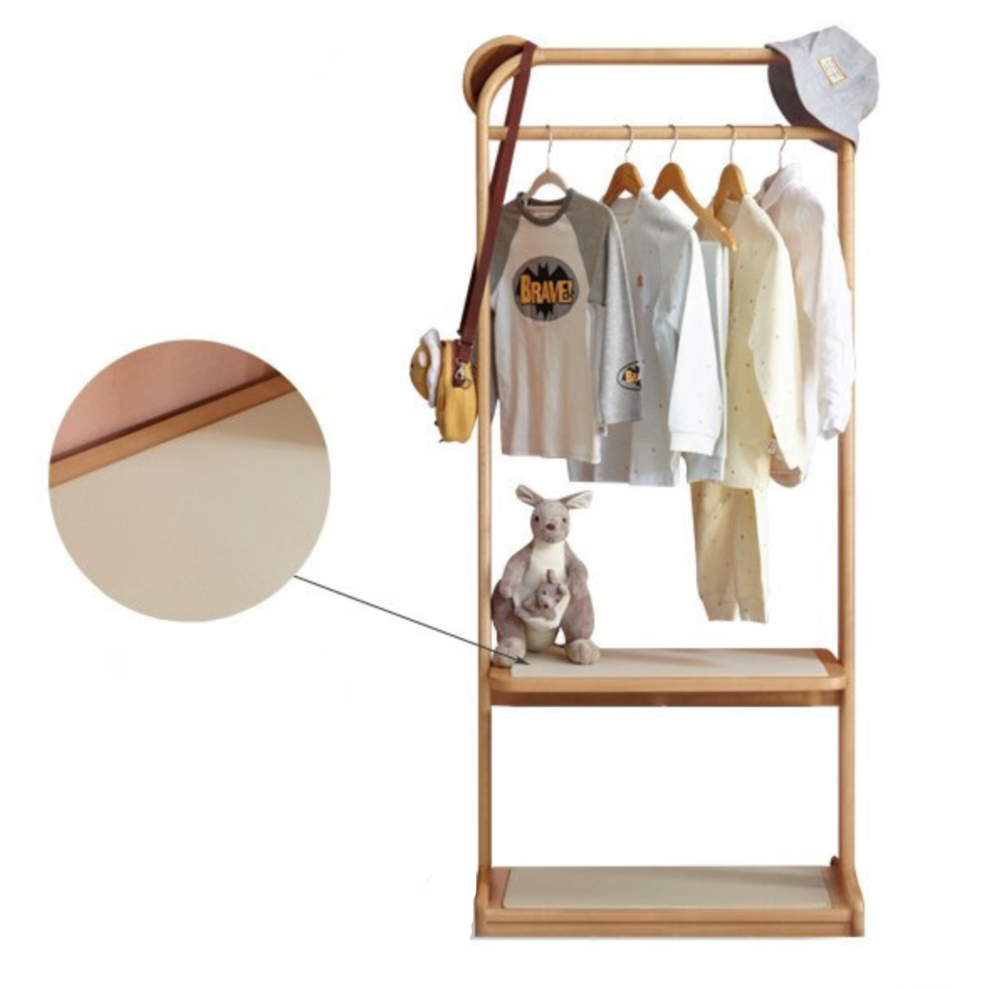 Beech Solid Wood Kids Coat Rack Floor Hanger