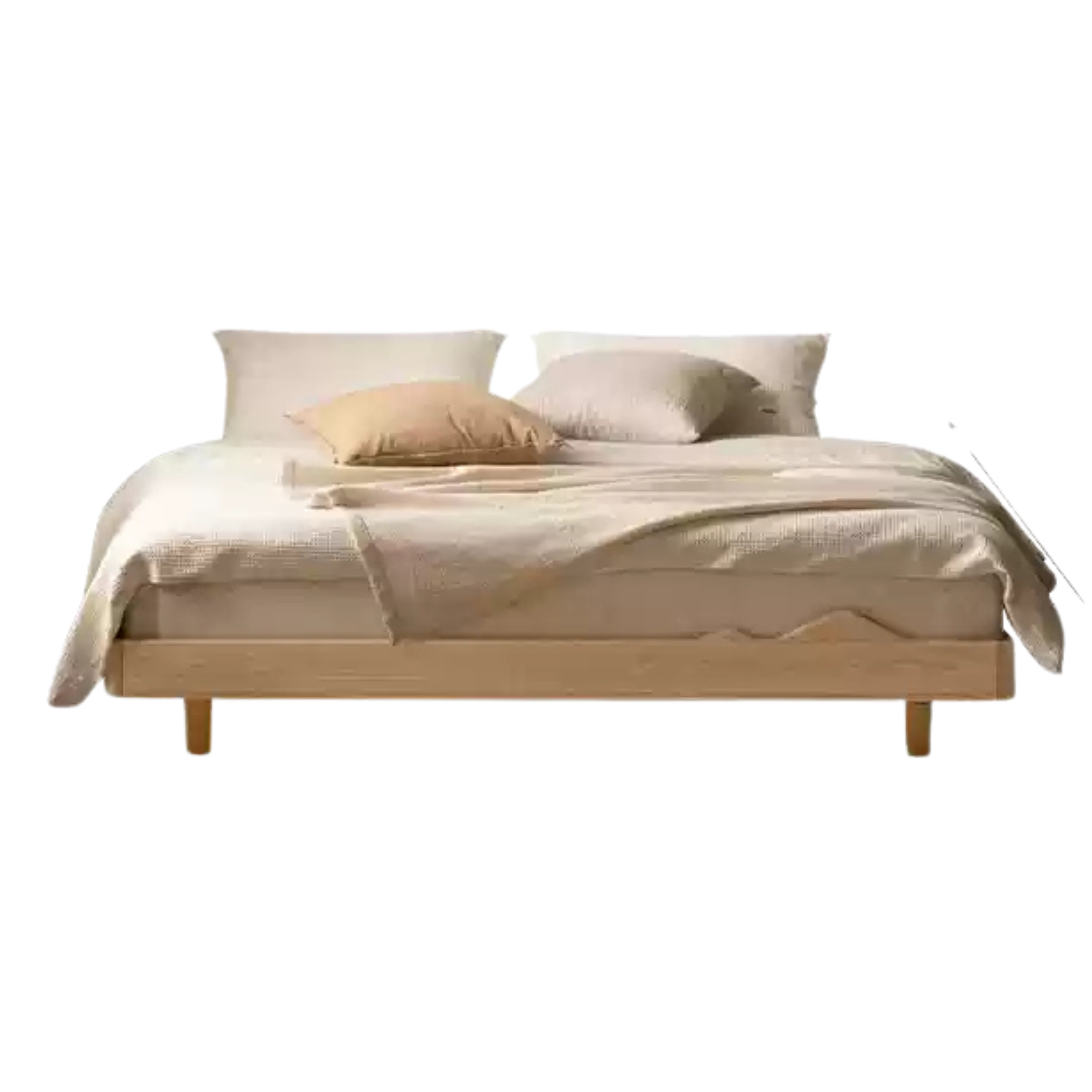 Ash Solid Wood Platform Bed, Headboard-Free Bed