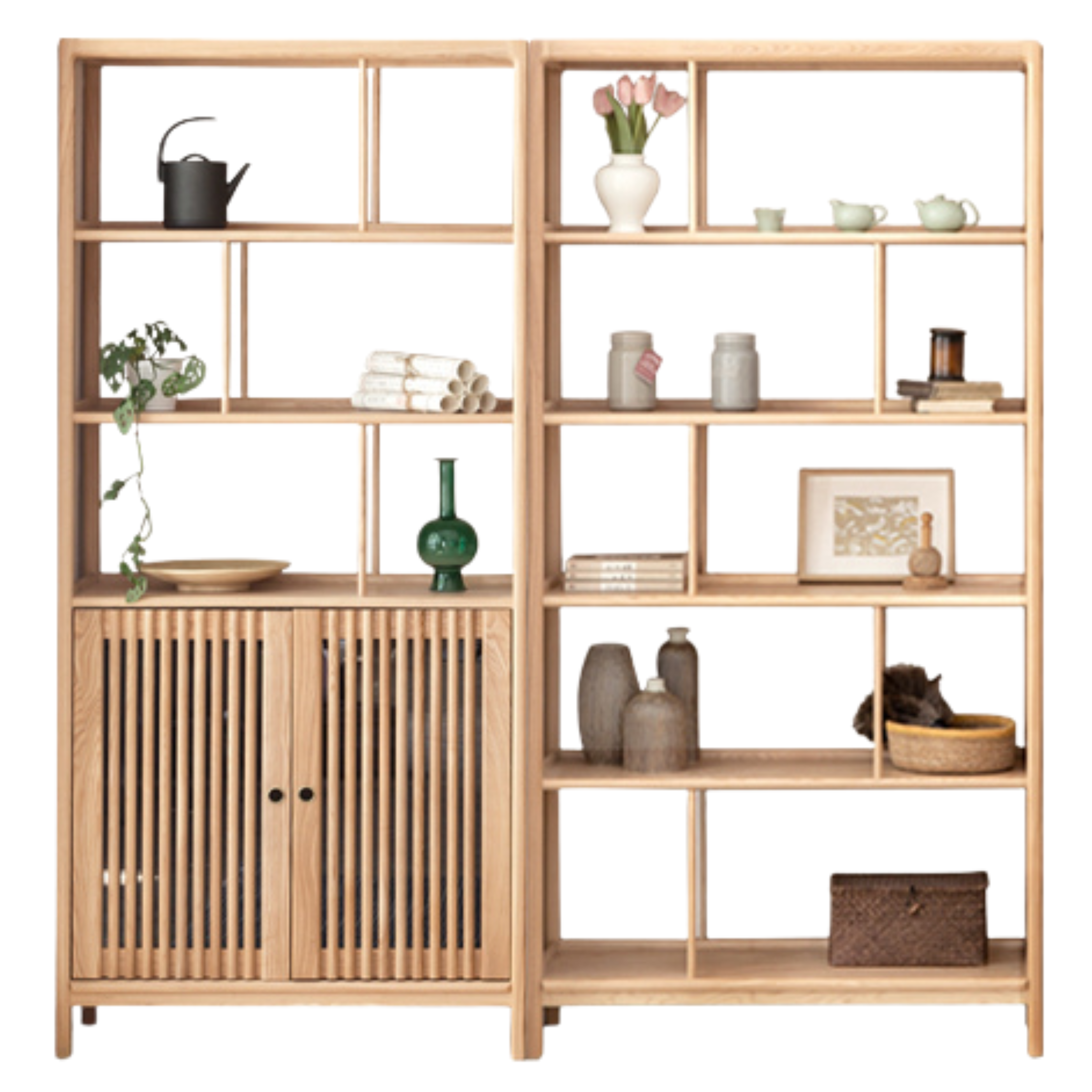 Ash Solid Wood Bookshelf Combined Bookcase Display Cabinet Wall Shelf