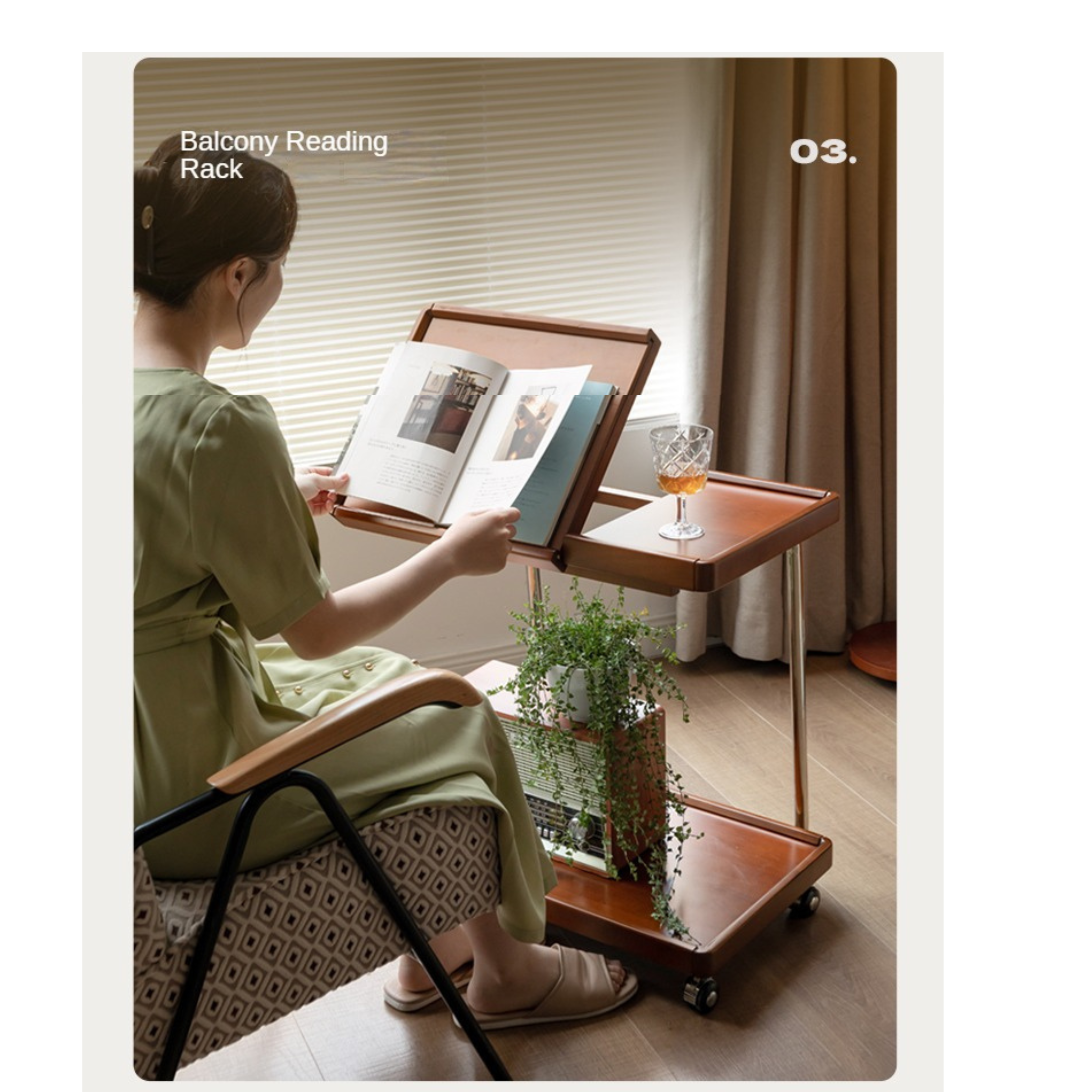 Poplar, Cherry, Black Walnut, Oak Solid Wood Mobile Side Table