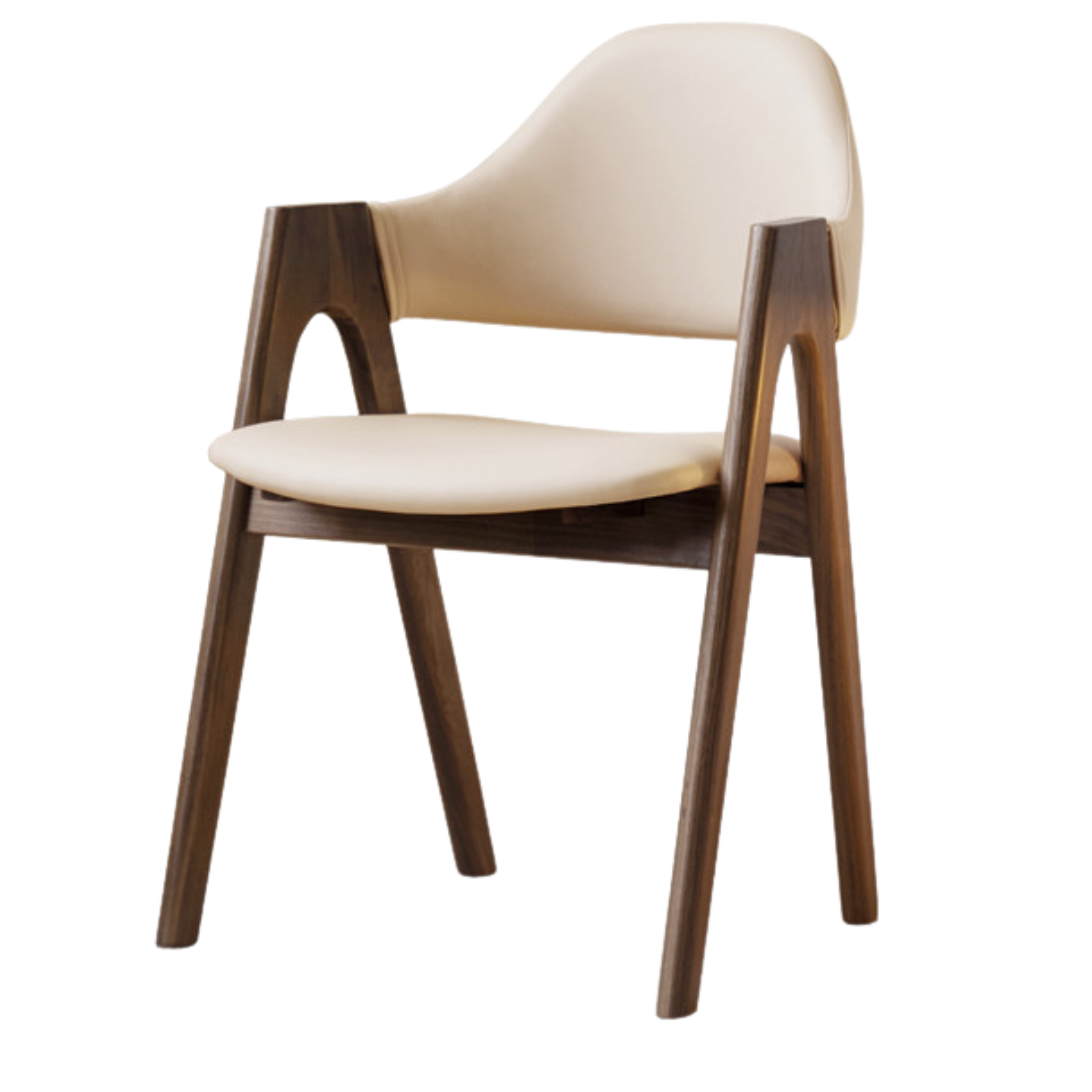 Black Walnut, Oak Solid Wood, Solid RubberWood Organic Leather, fabric Armchair 4 pcs