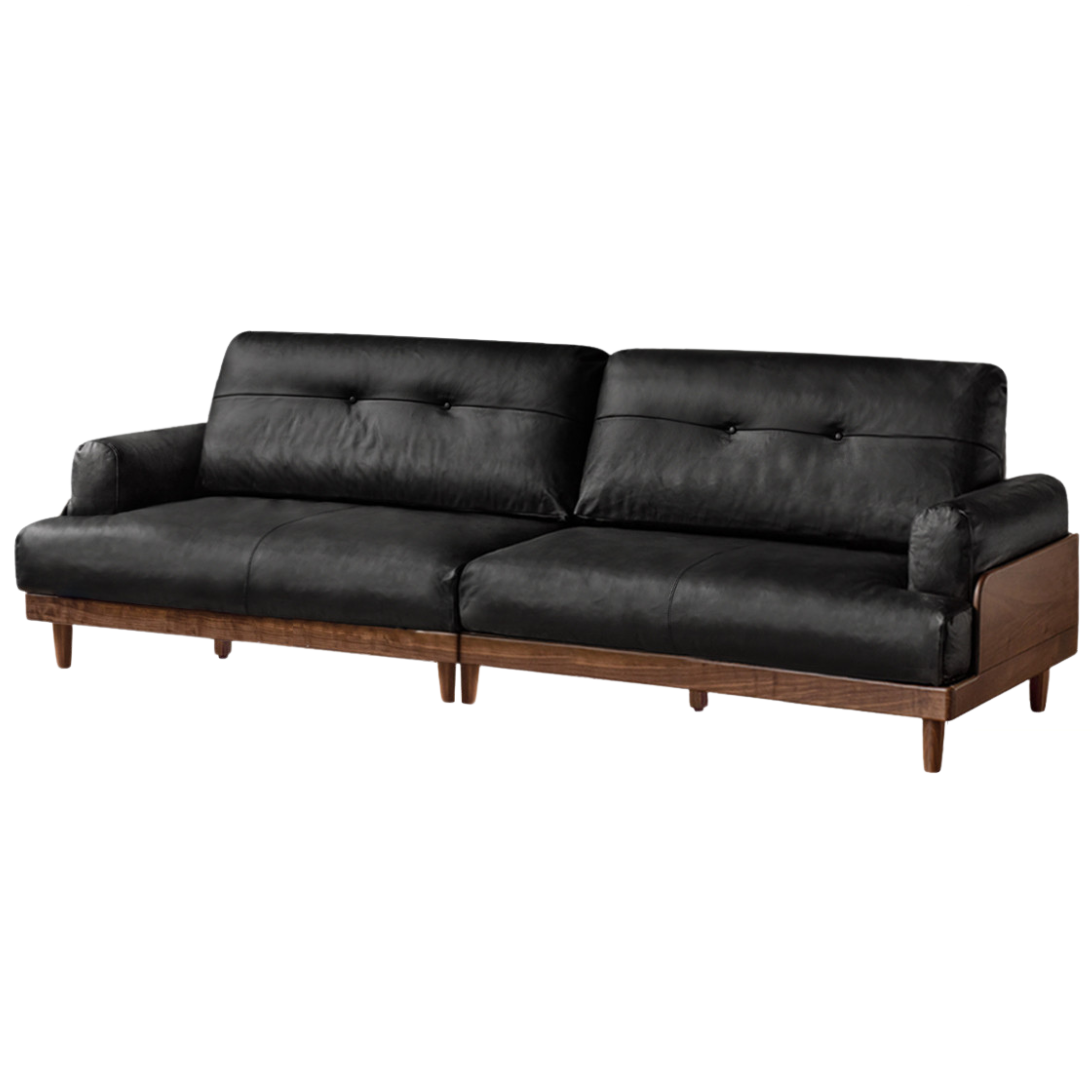 Black Walnut Solid Wood Leather, Fabric Sofa Modern