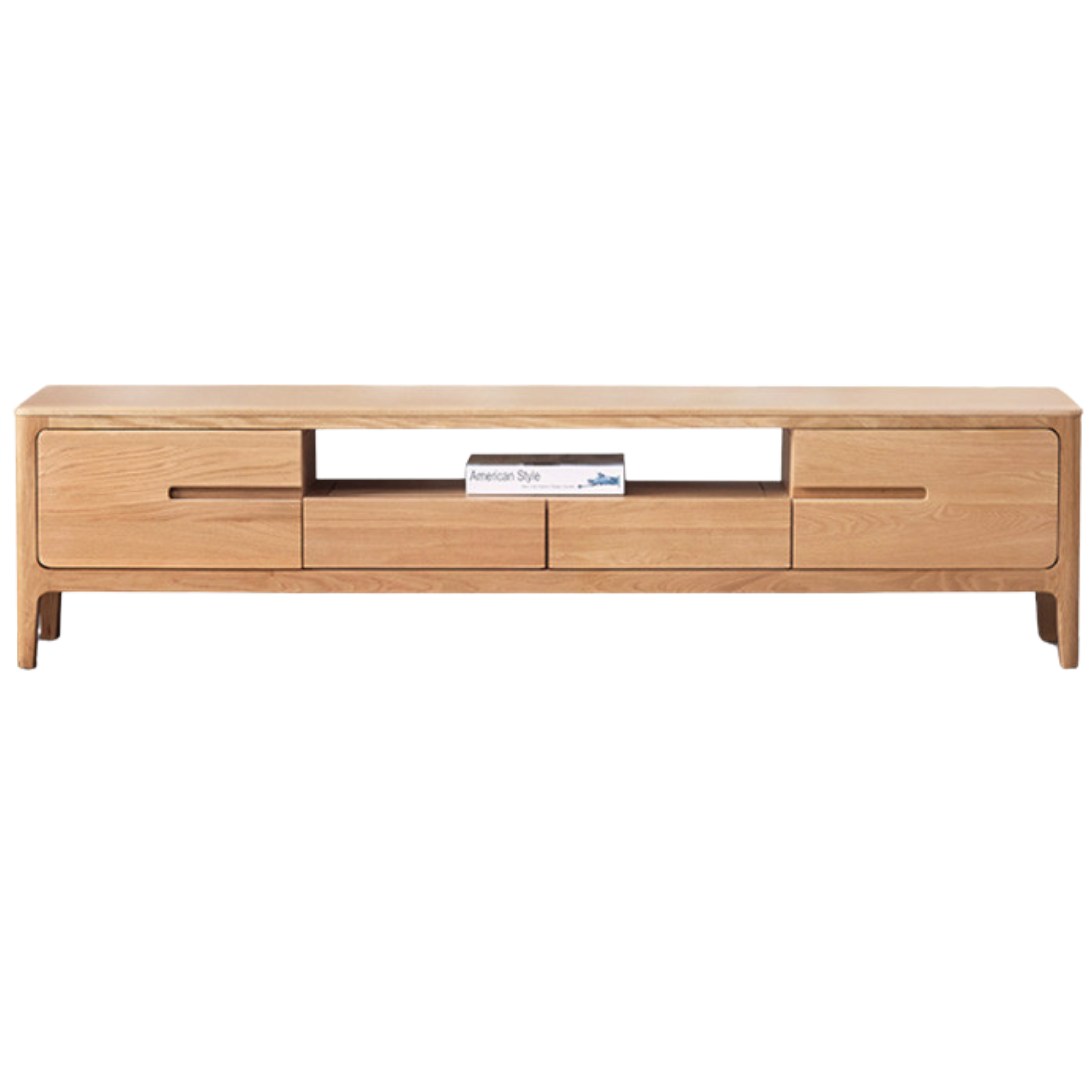 Oak, Solid Rubberwood Modern TV Stand