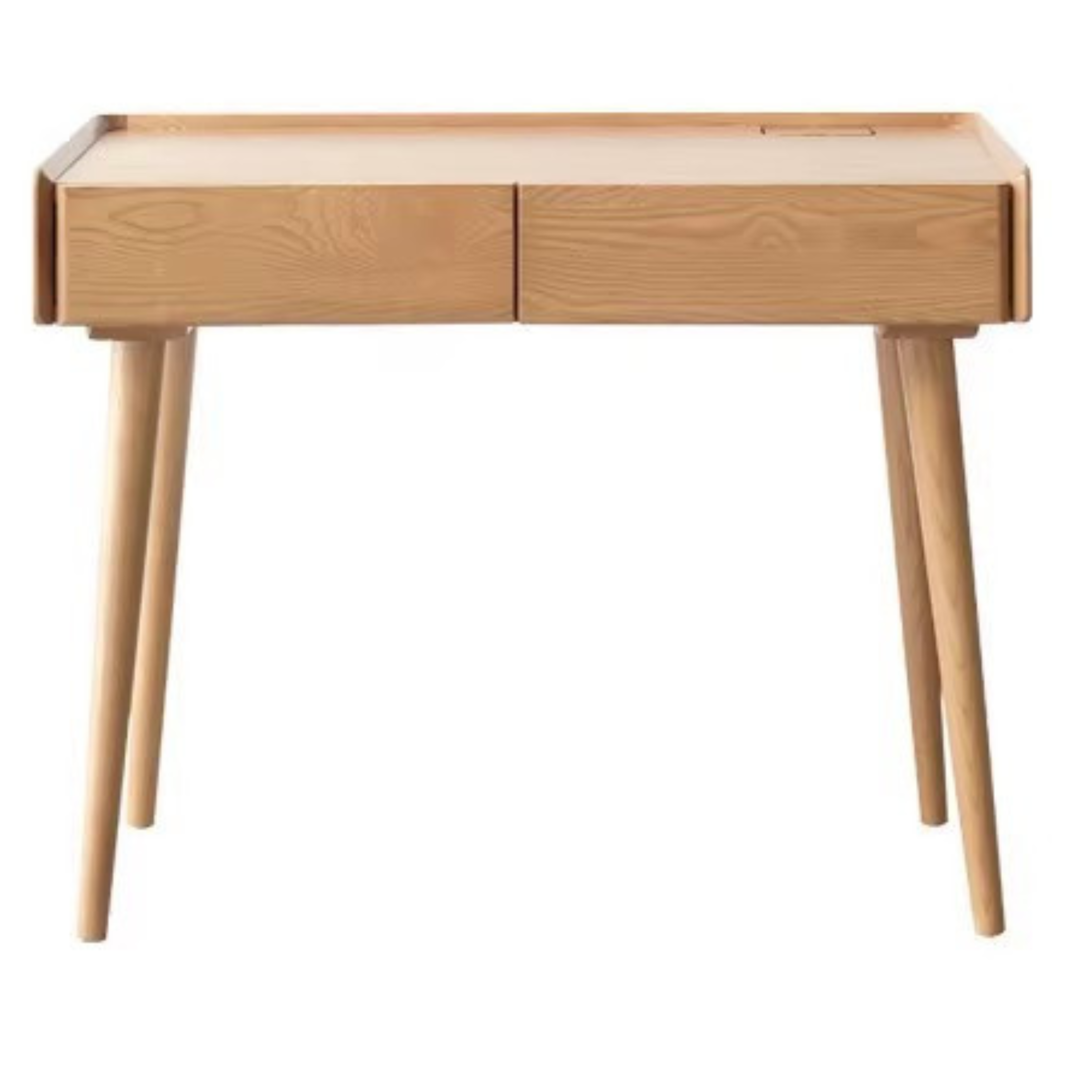 Ash Solid Wood Retractable Desk with Cabinet, Home Office