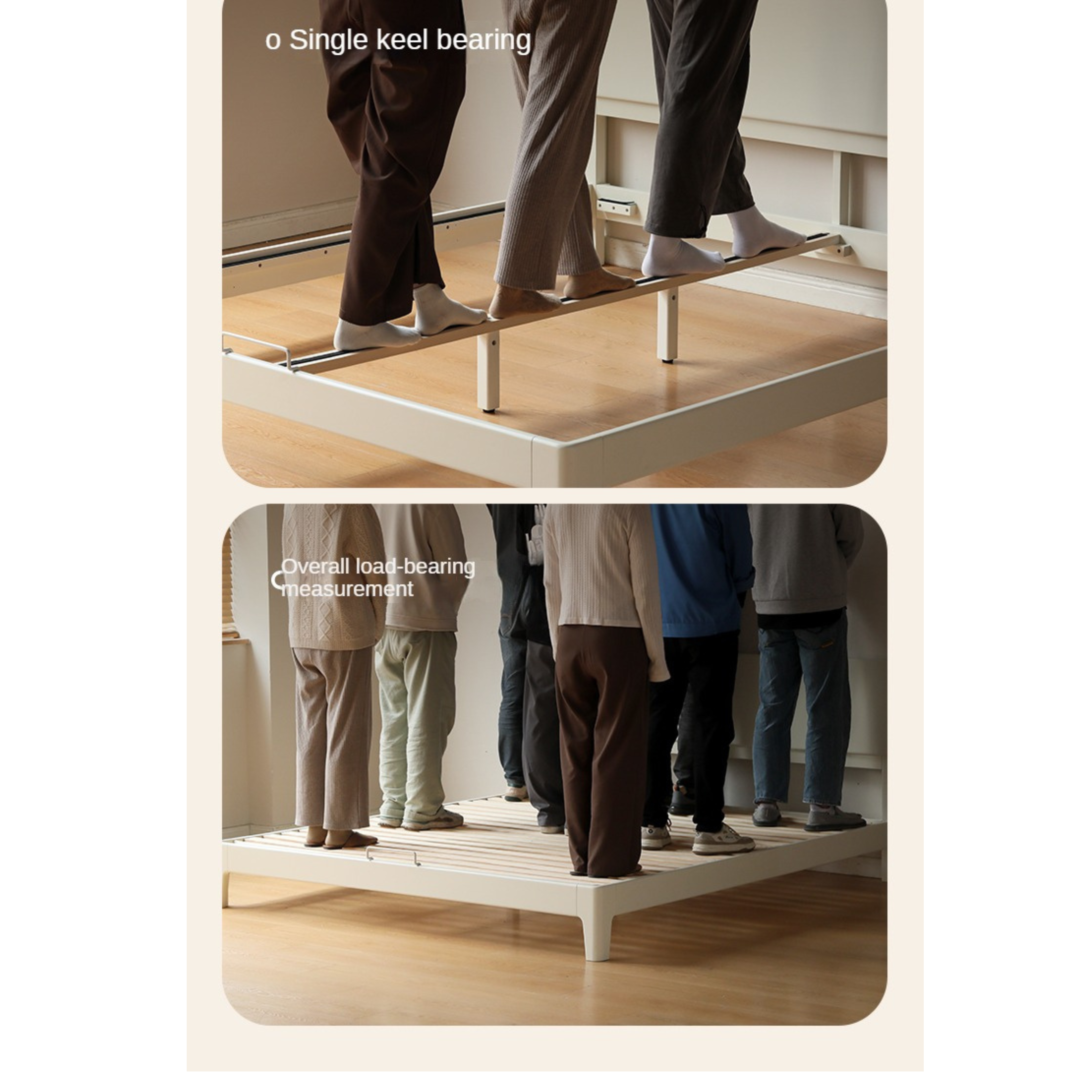 Poplar, Rubberwood Solid Wood Bed Modern Simple Cream Style