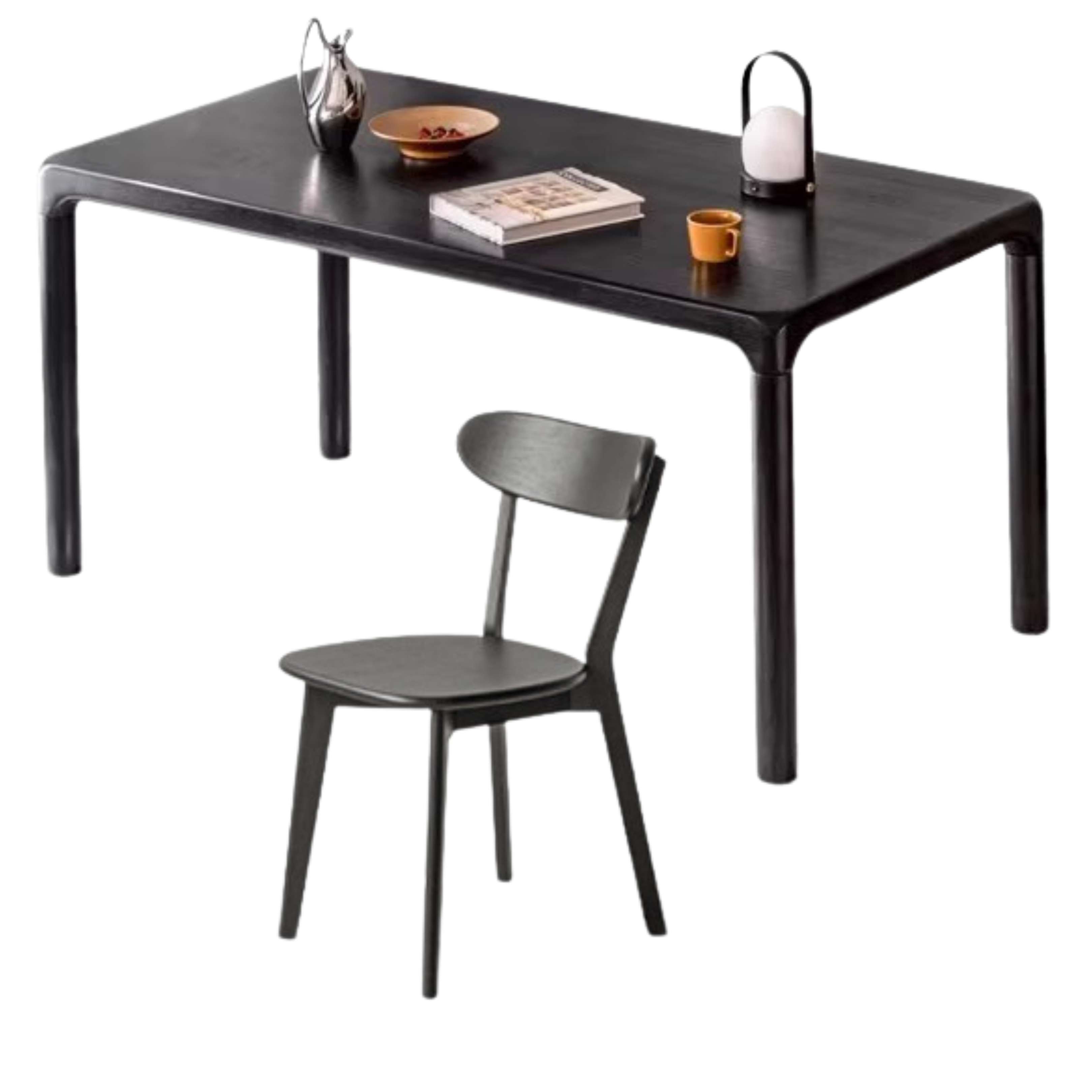 Ash Solid Wood Black Nordic Dining Table