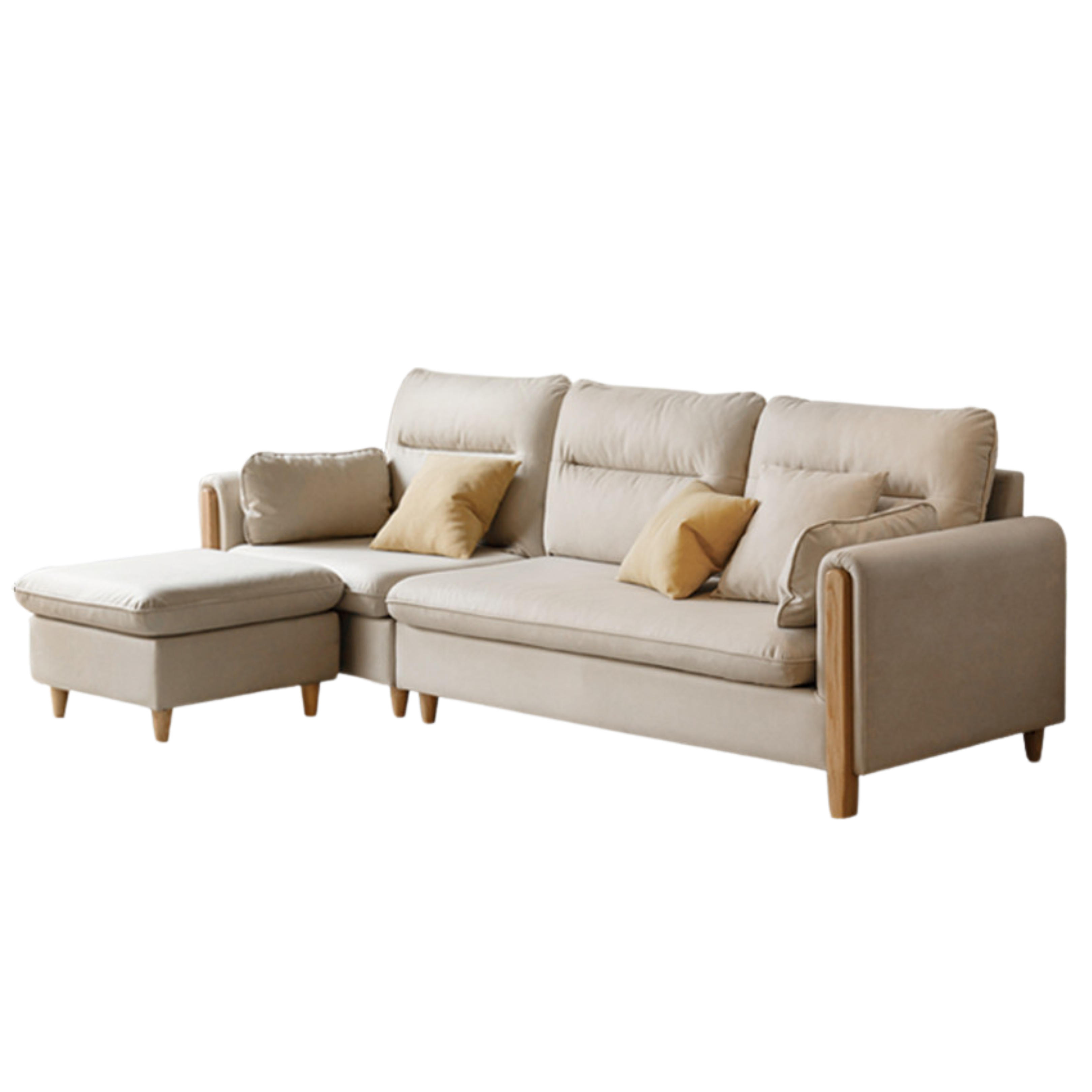 Oak Solid Wood Luxury Fabric Sofa.