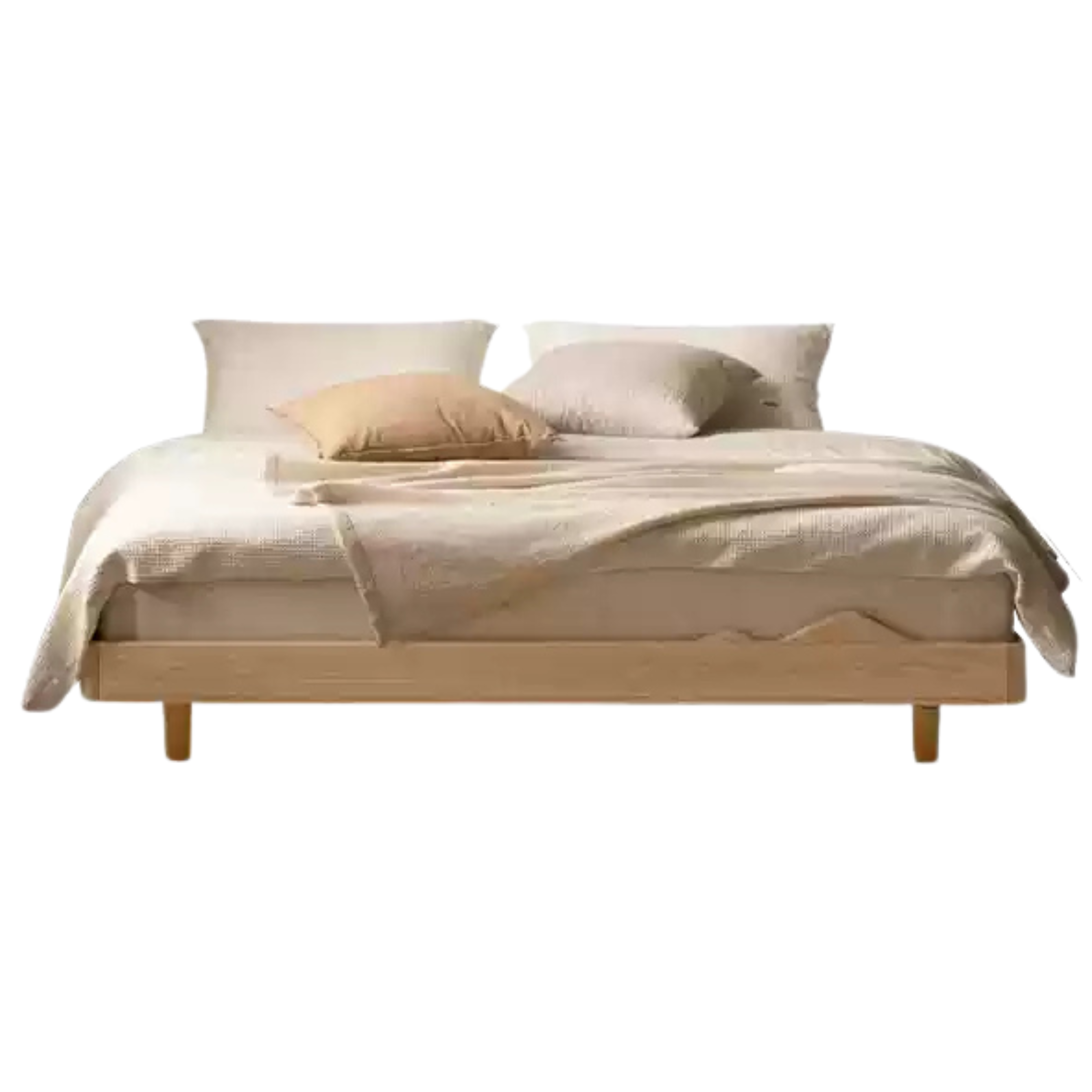 Ash Solid Wood Suspended Platform Bed, Headboard-Free Bed