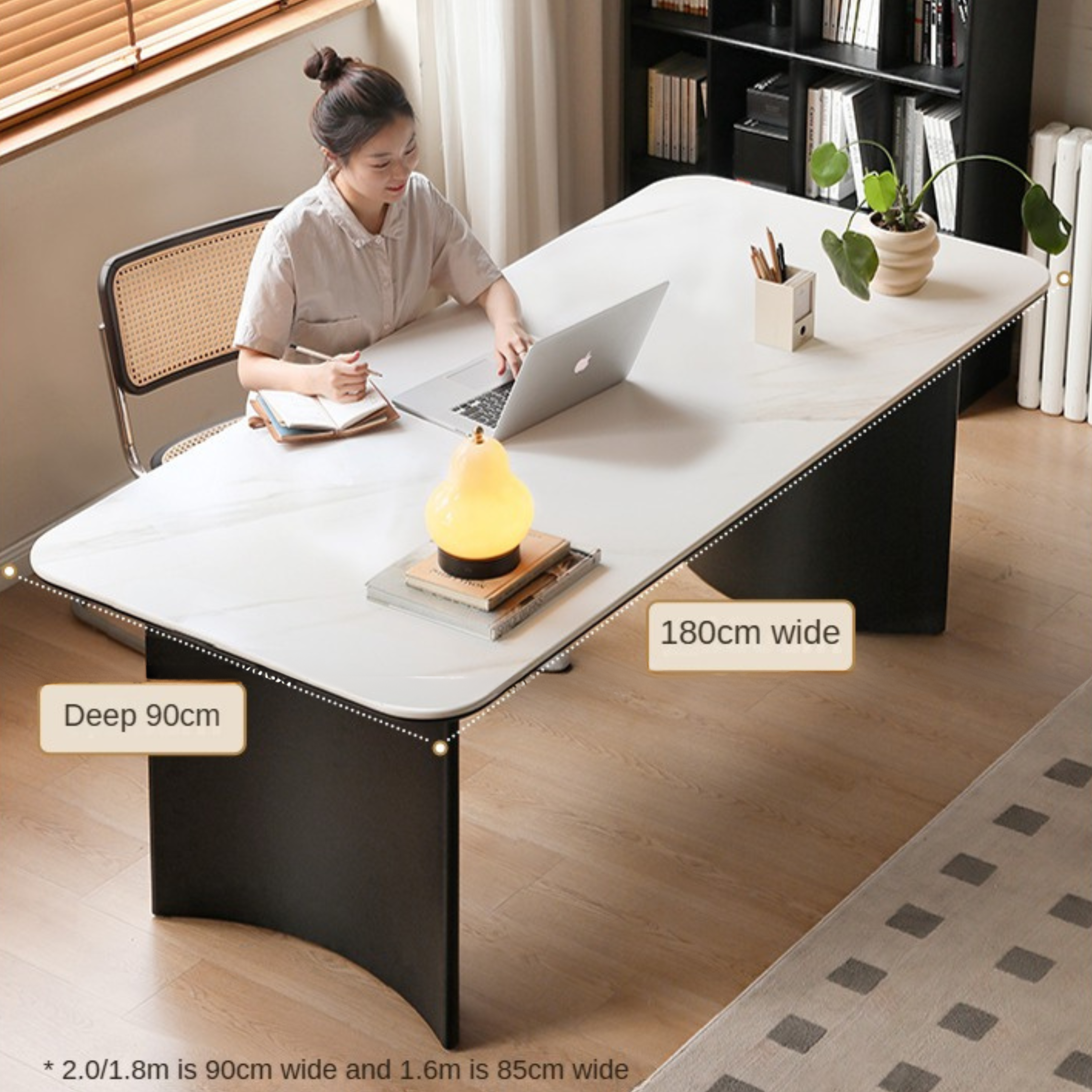 Wrought Iron Rock Slab Dining Table With Metal Leg