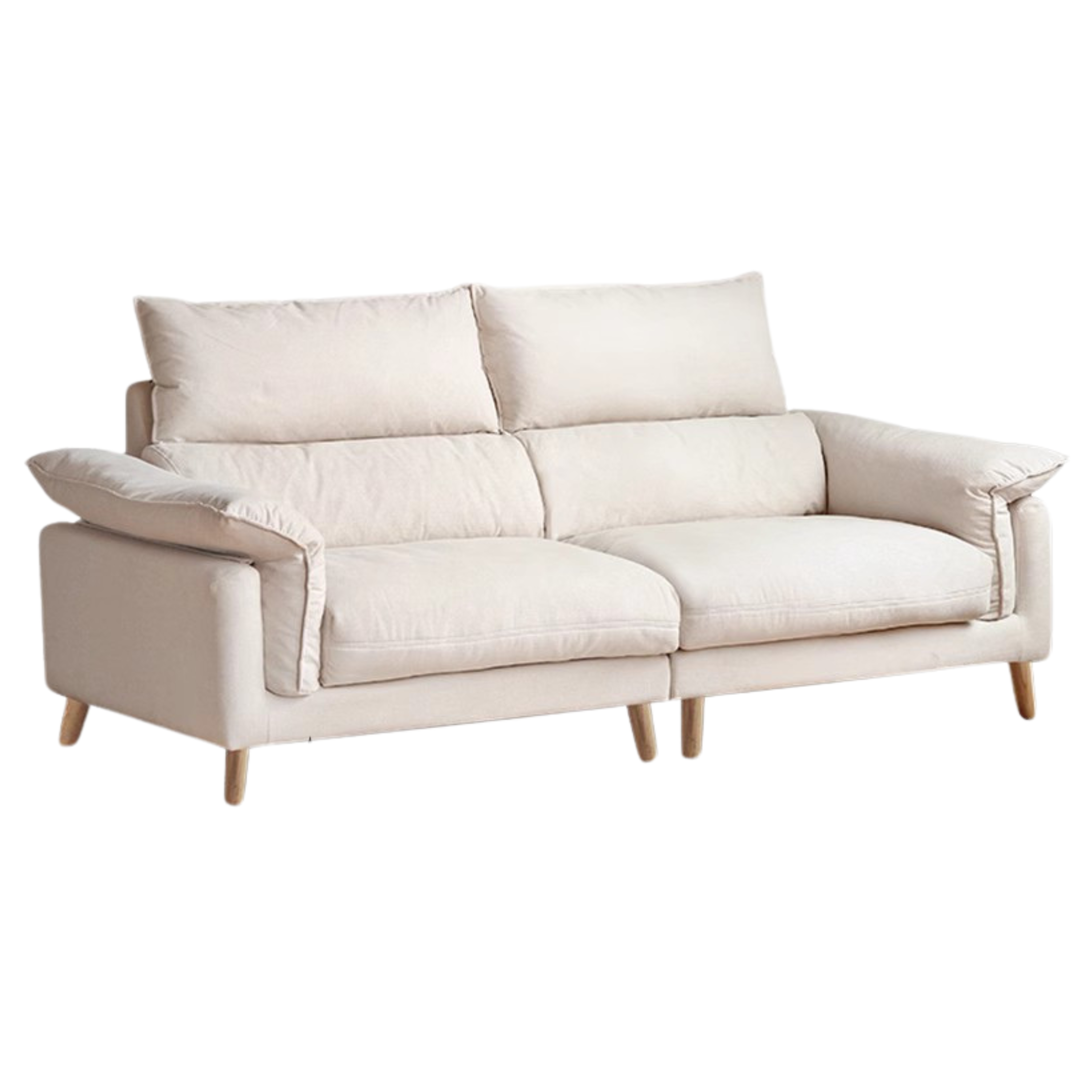 Fabric, Leather Modern White Down Sofa.