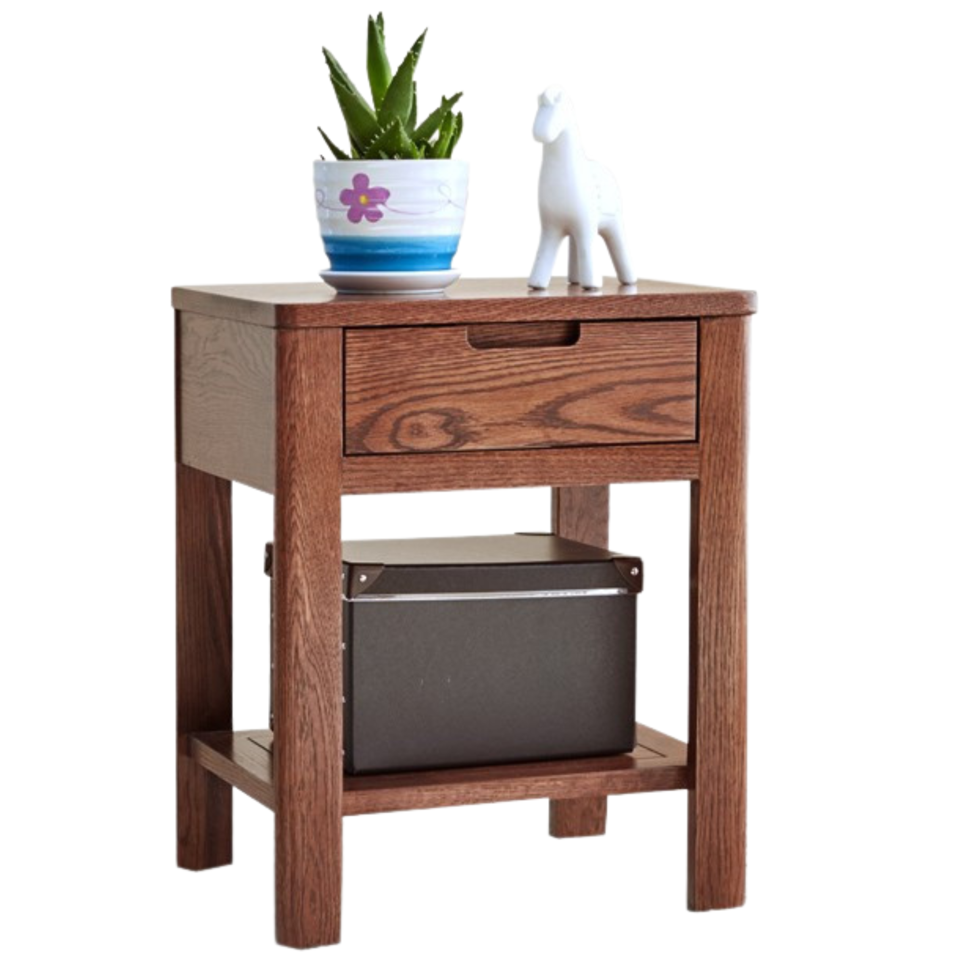 Oak, Beech Solid Wood, Solid RubberWood Nightstand.