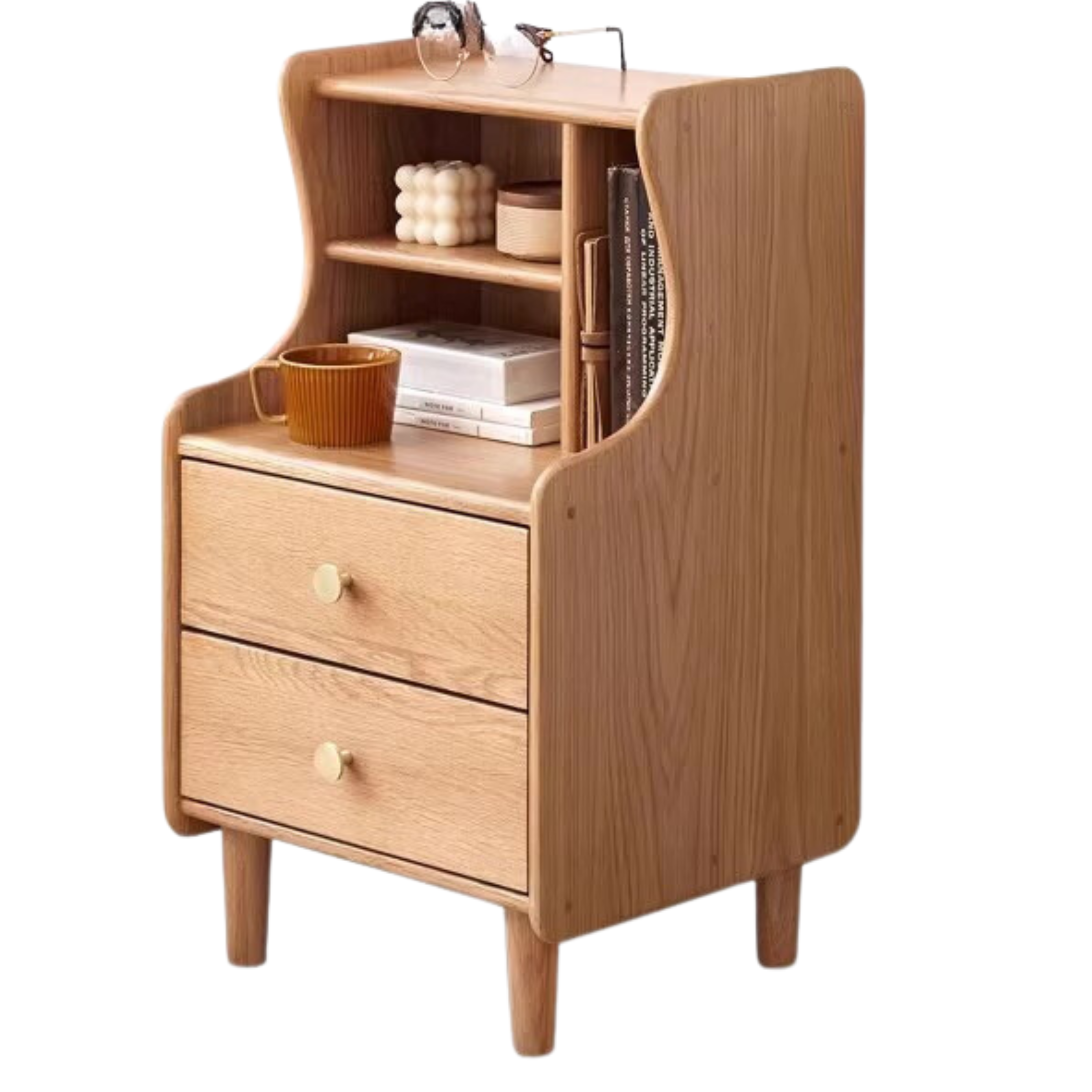 Oak Solid Wood Nightstand.