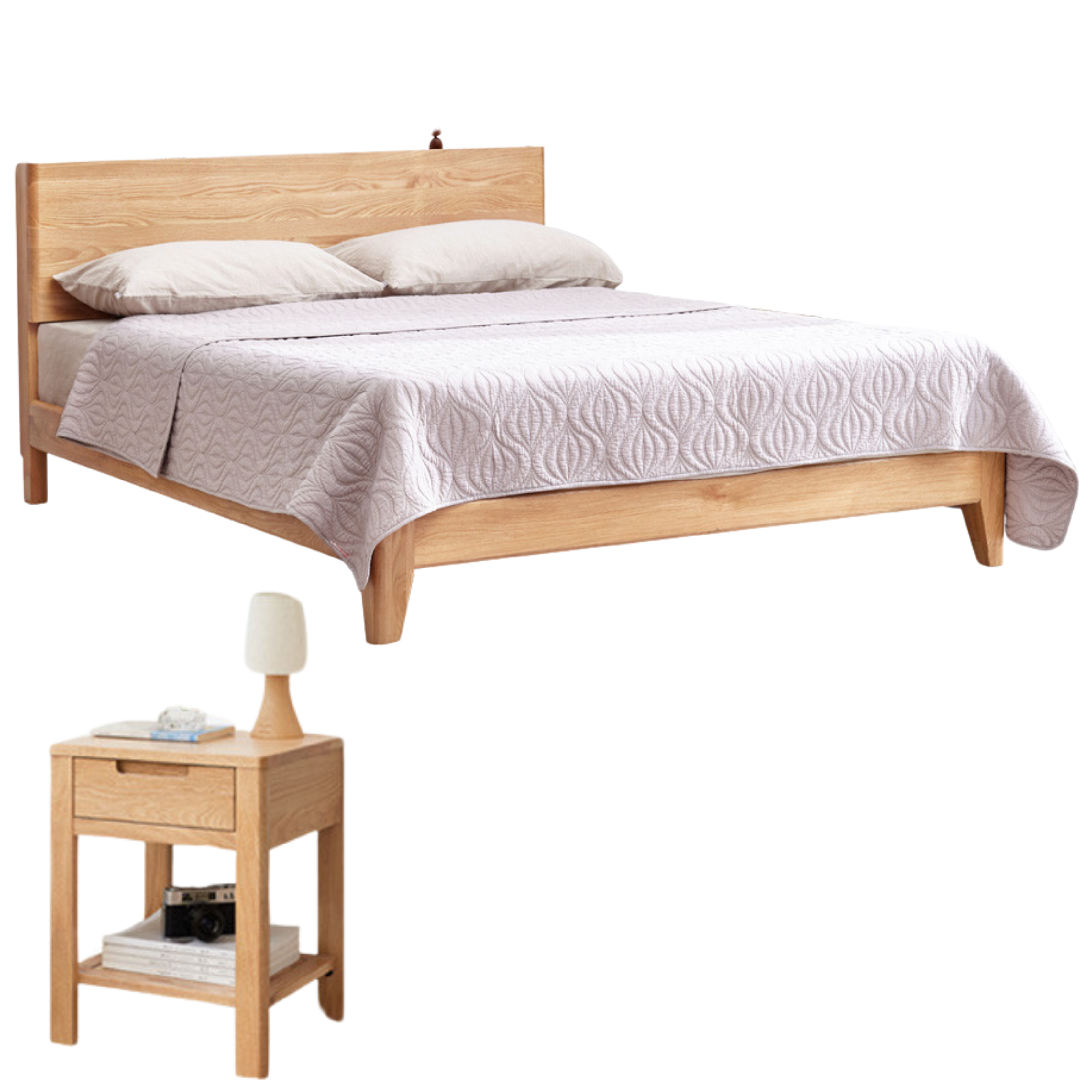 Oak Solid Wood with LED Light Bed