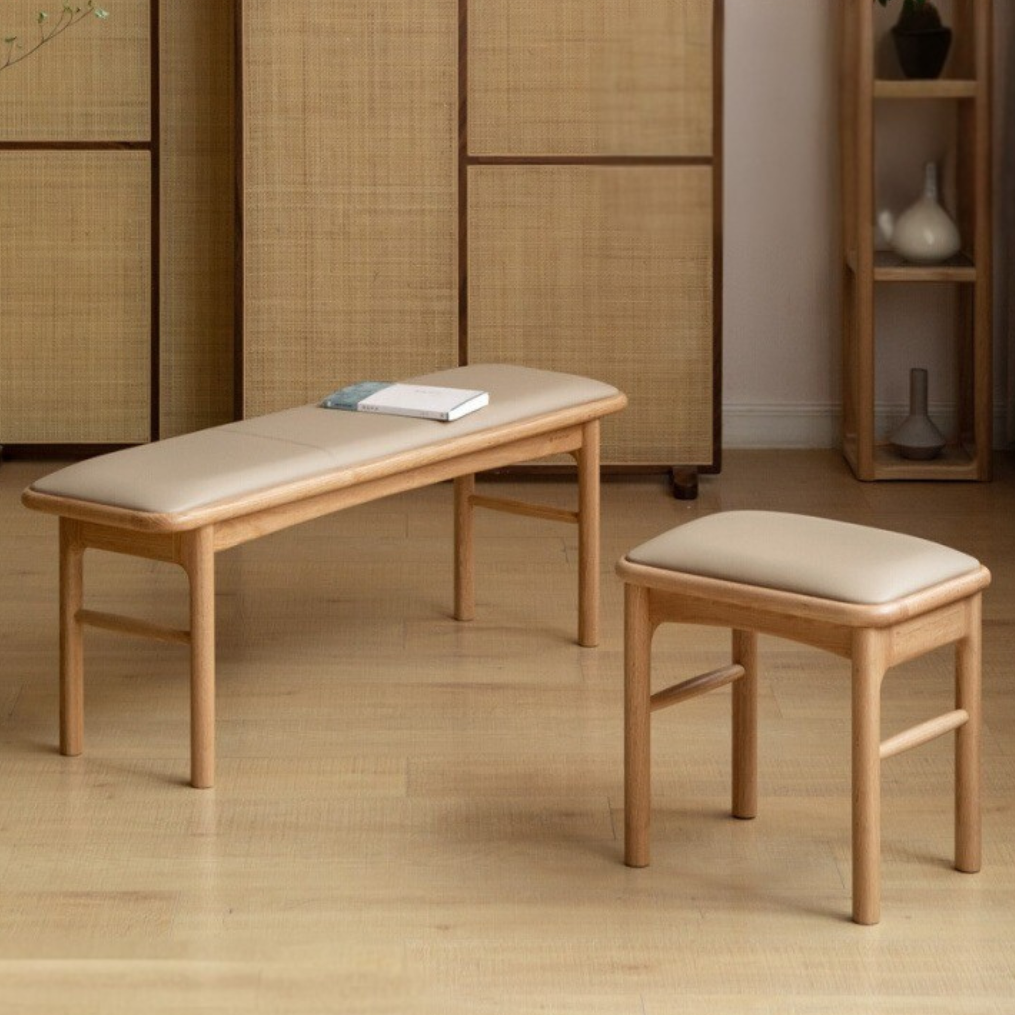 Oak Solid Wood Modern Soft Tea Stool