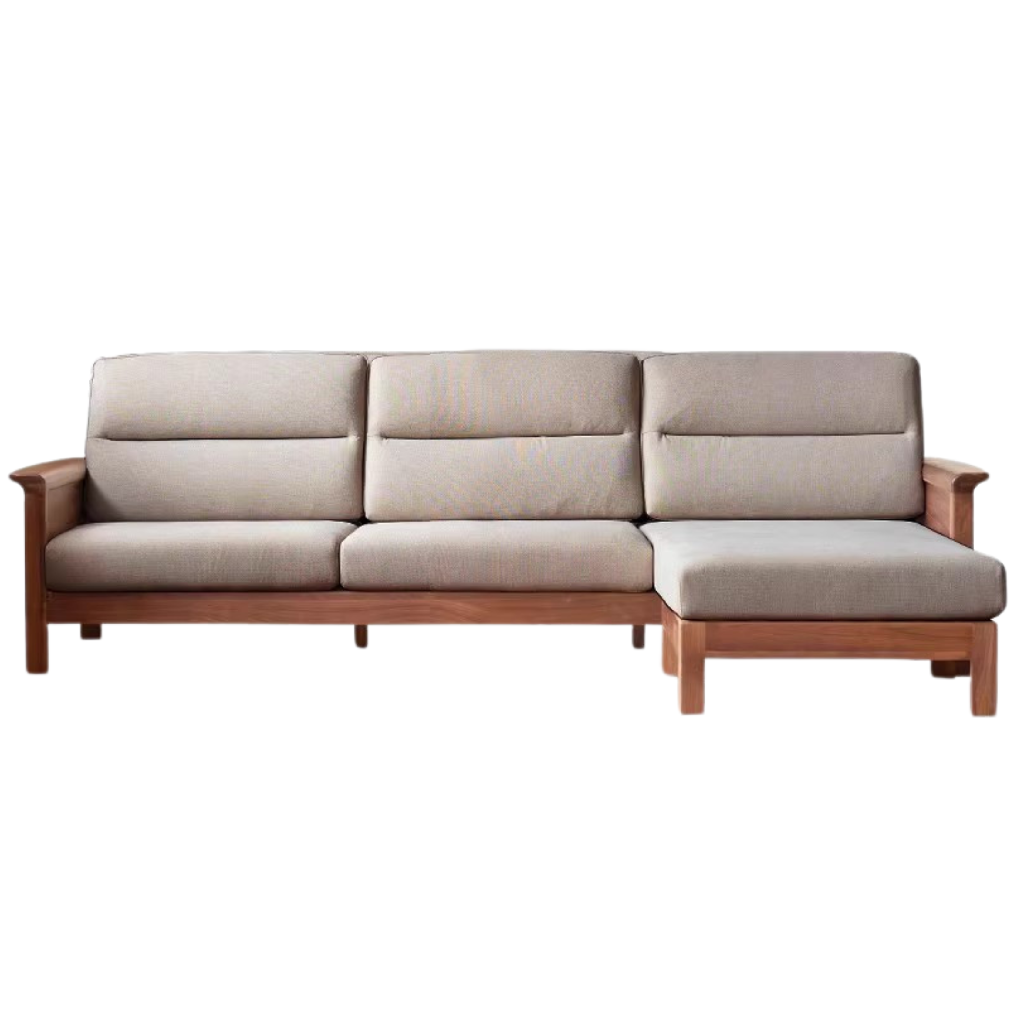 Sandalwood, Black Walnut Solid Wood Fabric Sofa.