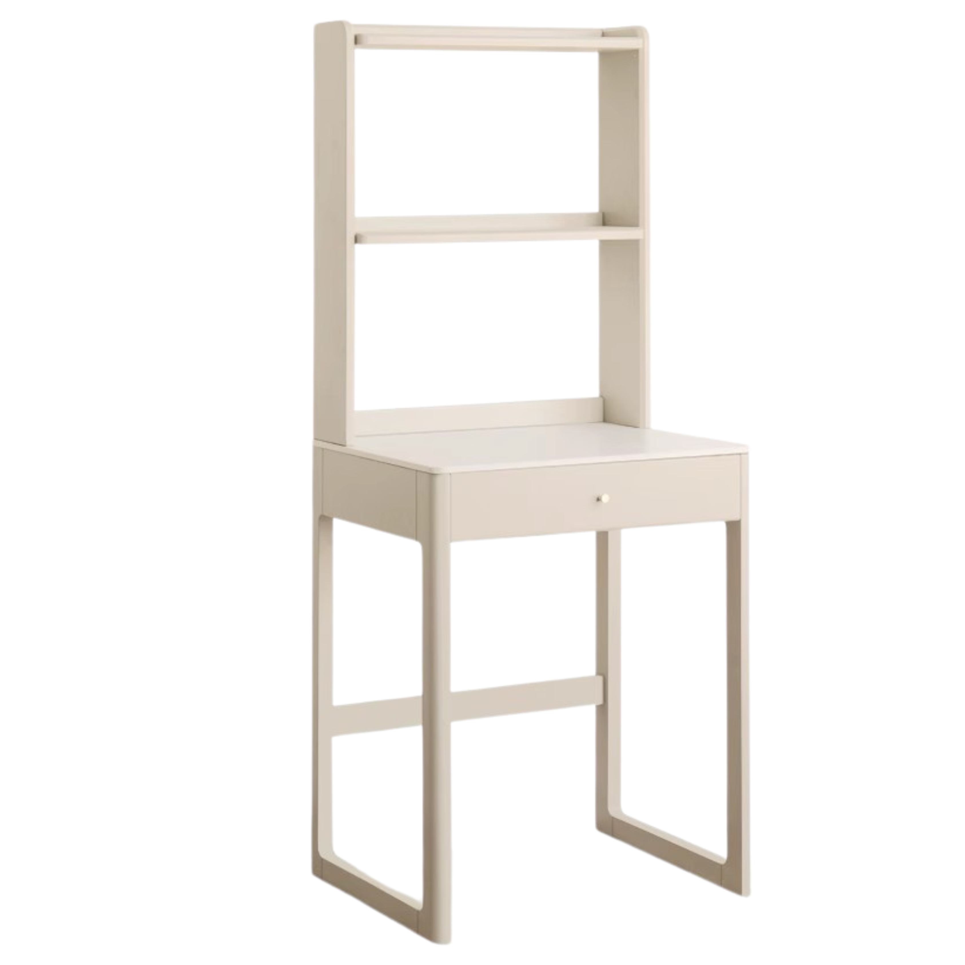 Poplar, Solid Rubberwood Rock Board Desk Bookshelf Integrated White Cream