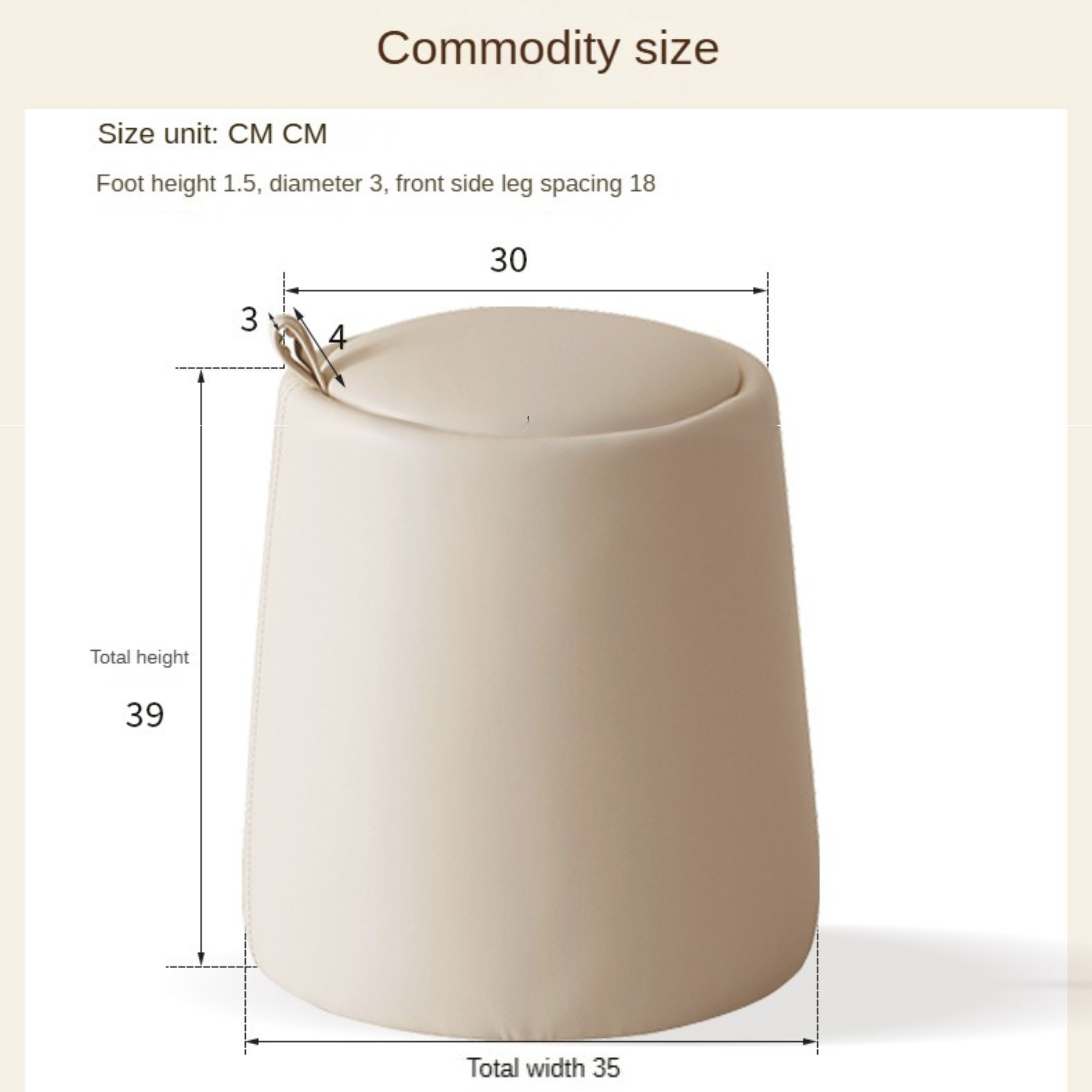 Leather Makeup Dressing Stool Cream Style