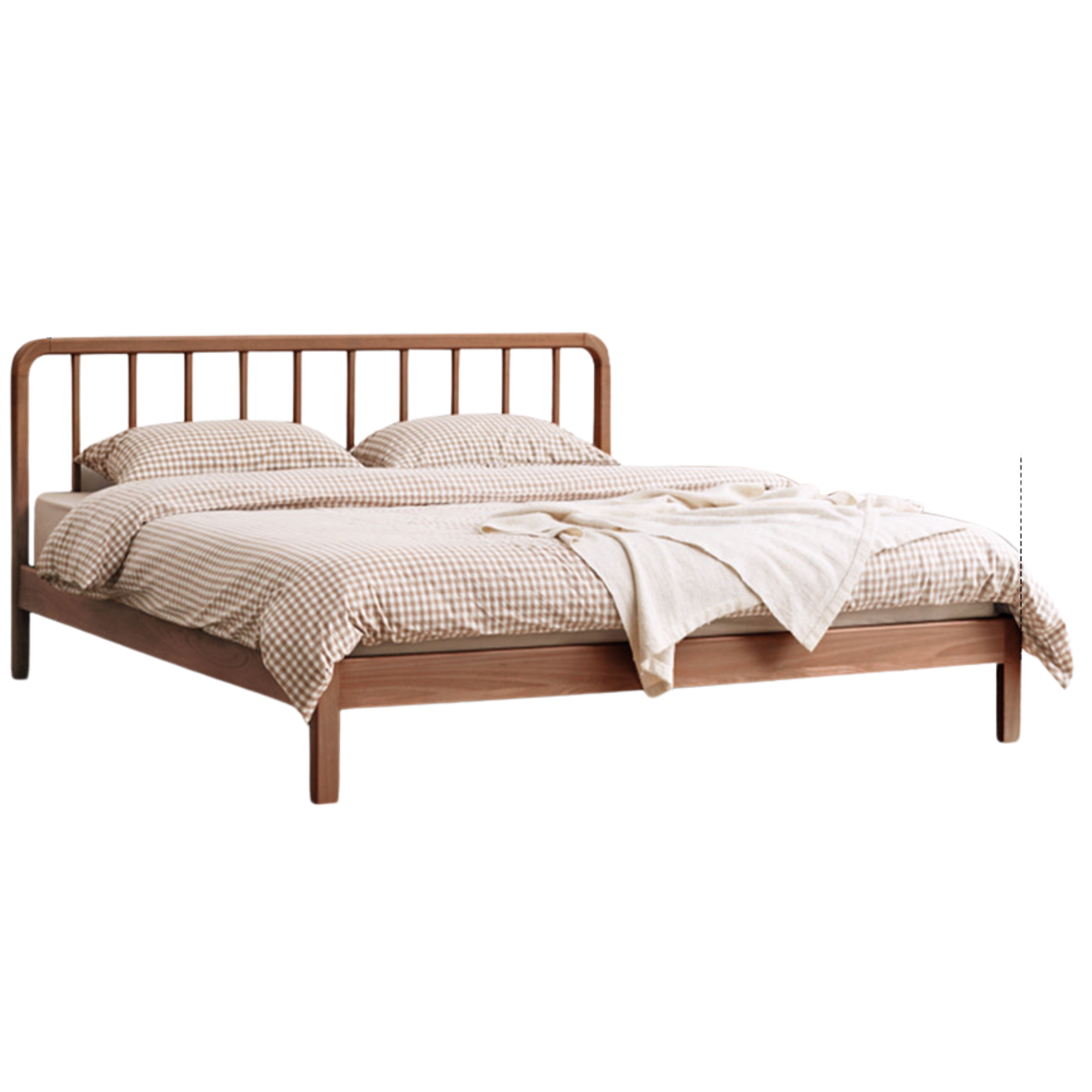 European Beech Solid Wood Bed Modern Simple