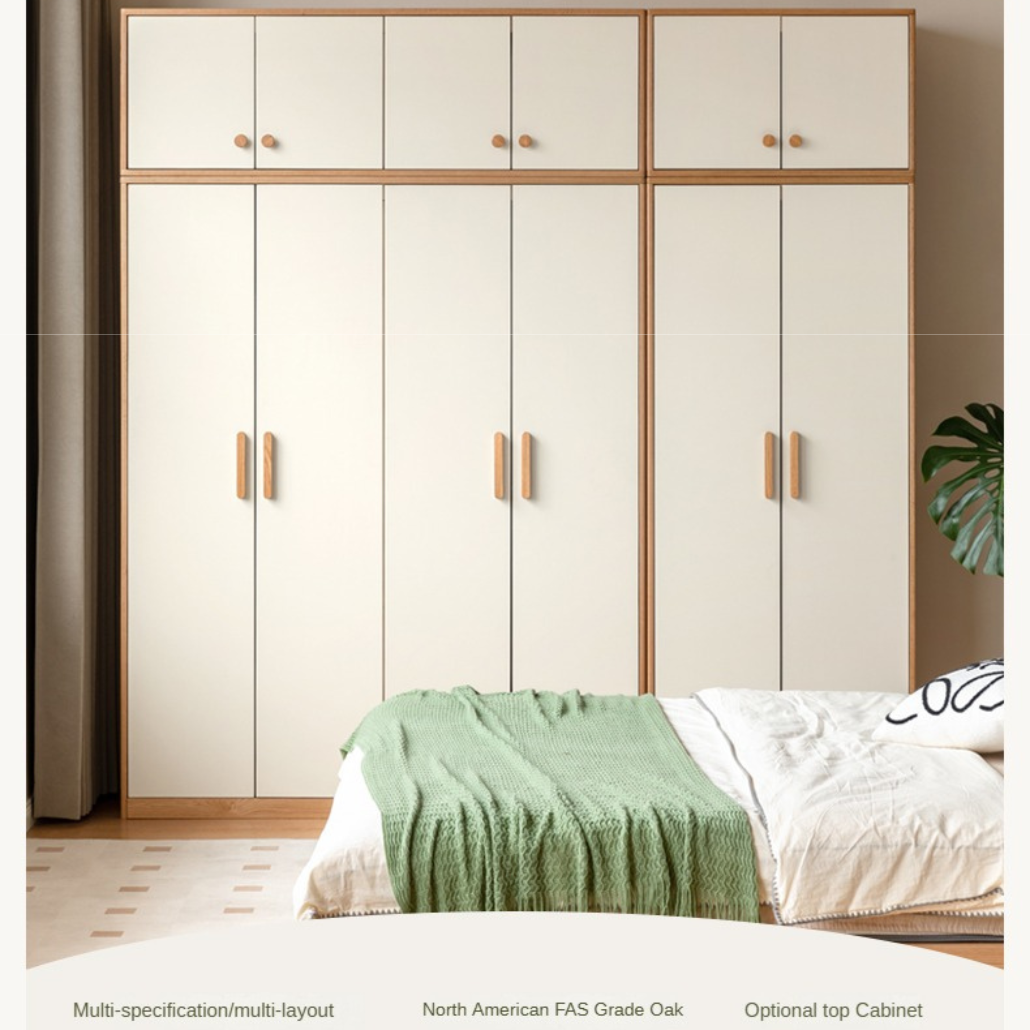 Oak Solid Wood Locker Modern Wardrobe.