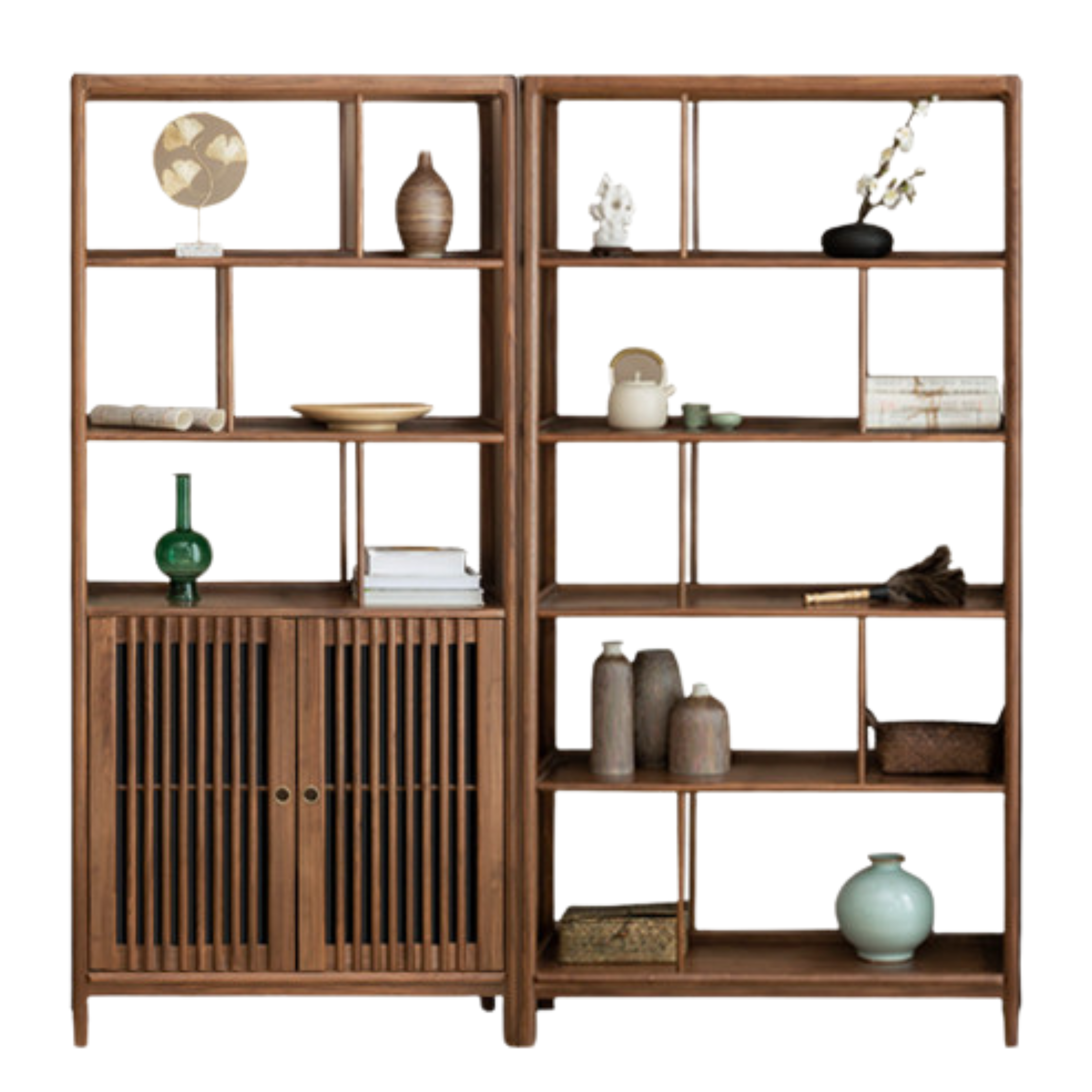 Black Walnut, Ash Solid Wood Bookshelf Combined Bookcase Display Cabinet Wall Shelf